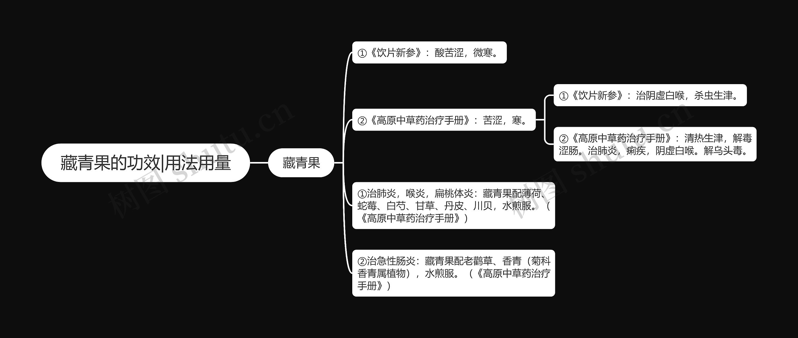 藏青果的功效|用法用量思维导图