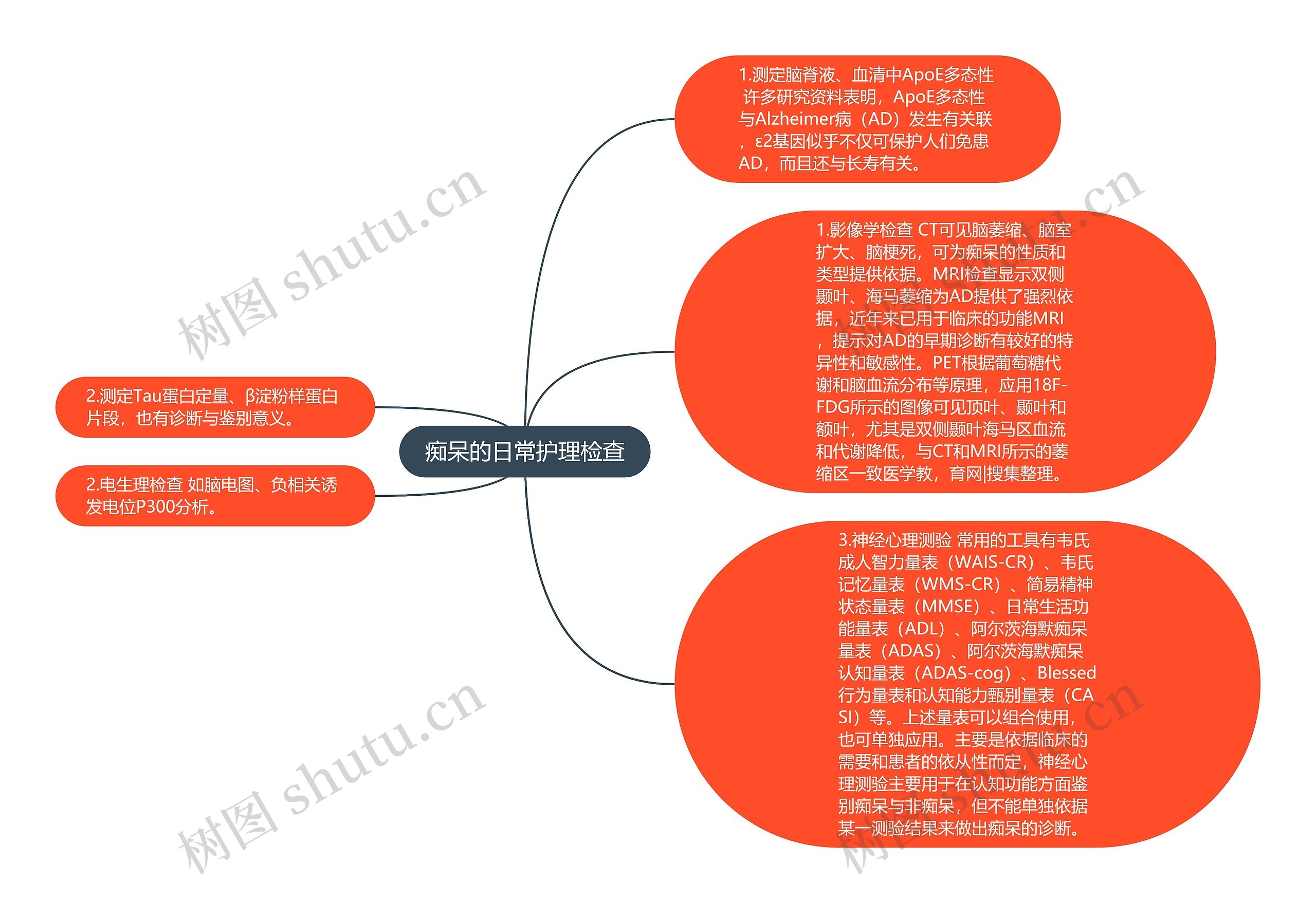 痴呆的日常护理检查思维导图