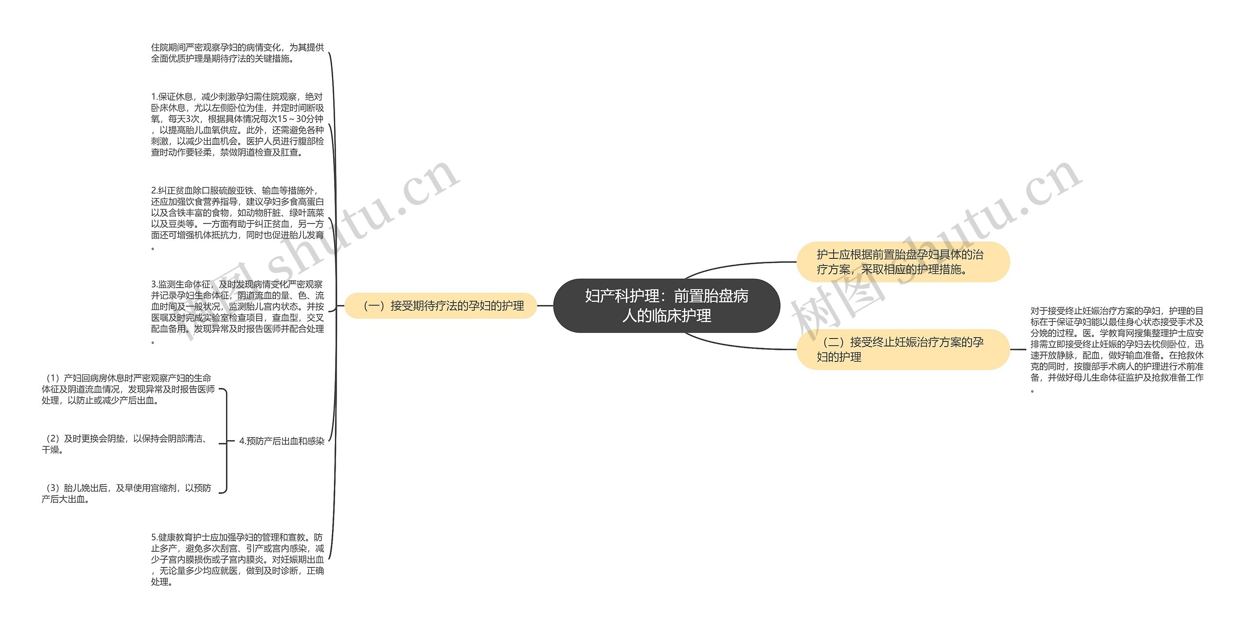 妇产科护理：前置胎盘病人的临床护理思维导图