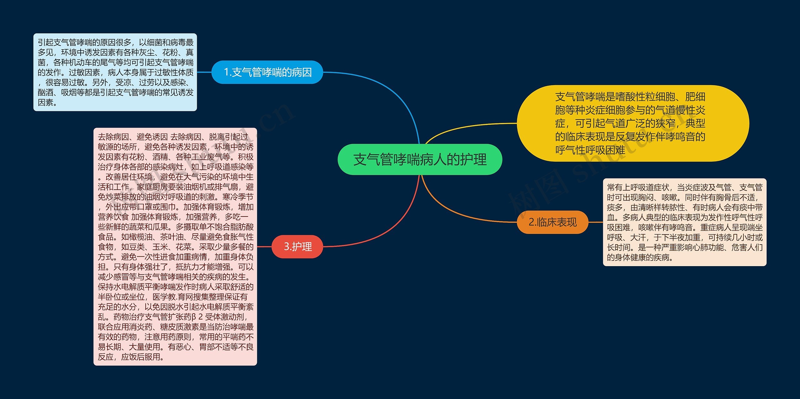 支气管哮喘病人的护理思维导图