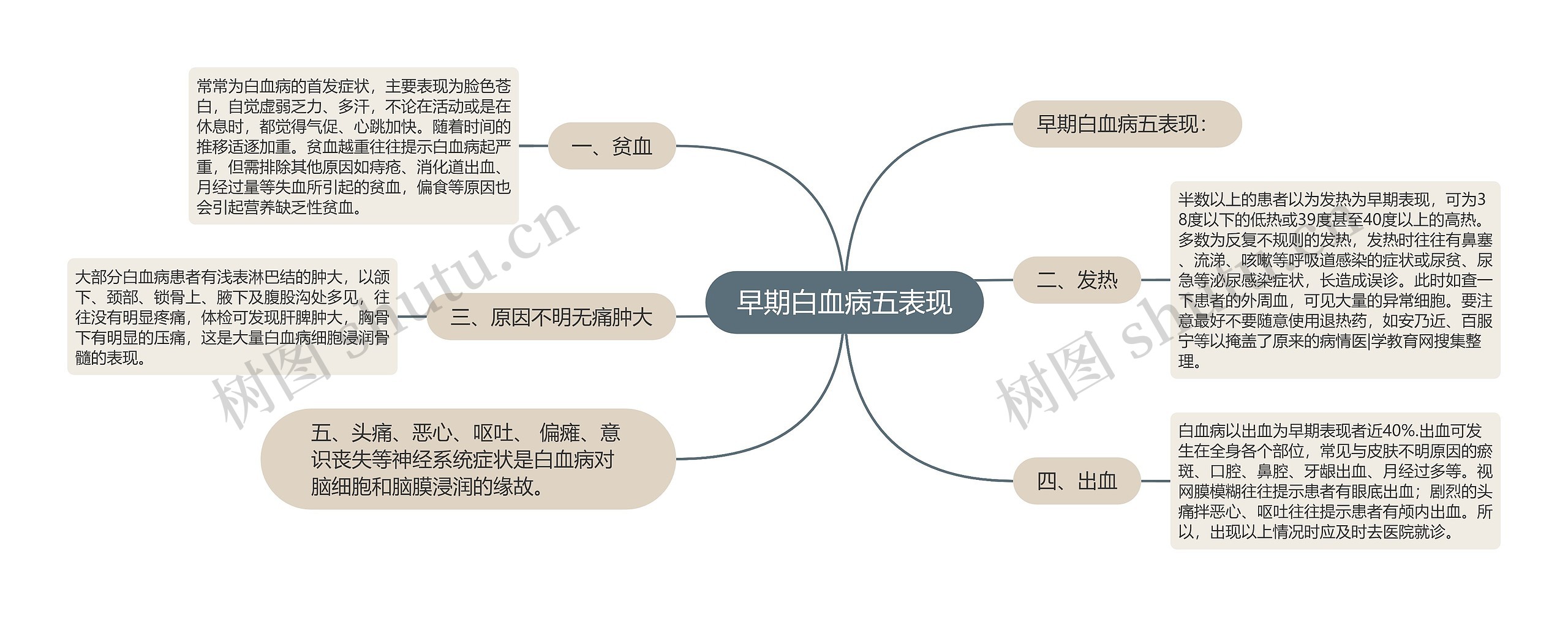 早期白血病五表现思维导图