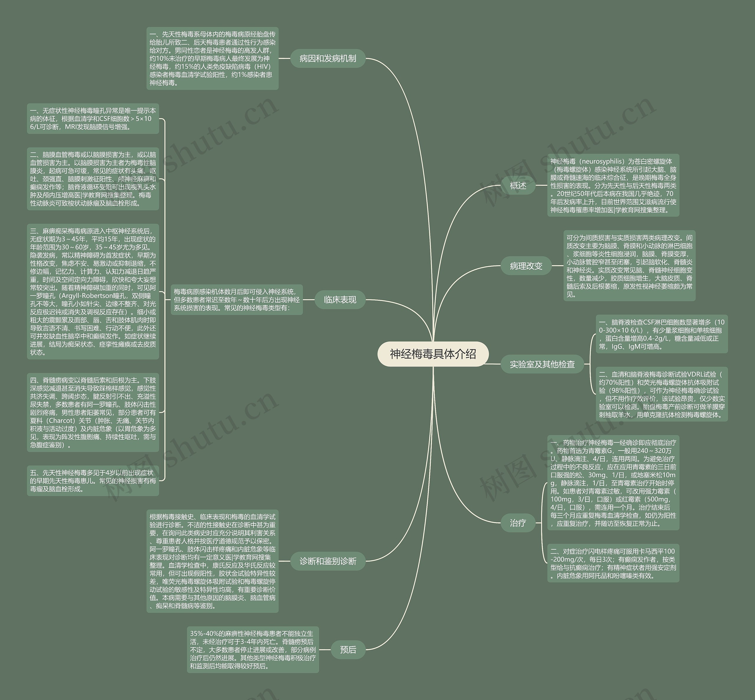 神经梅毒具体介绍思维导图