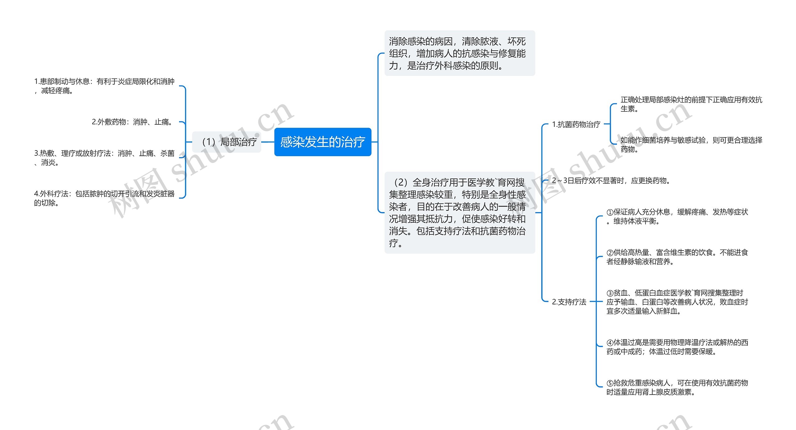 感染发生的治疗思维导图