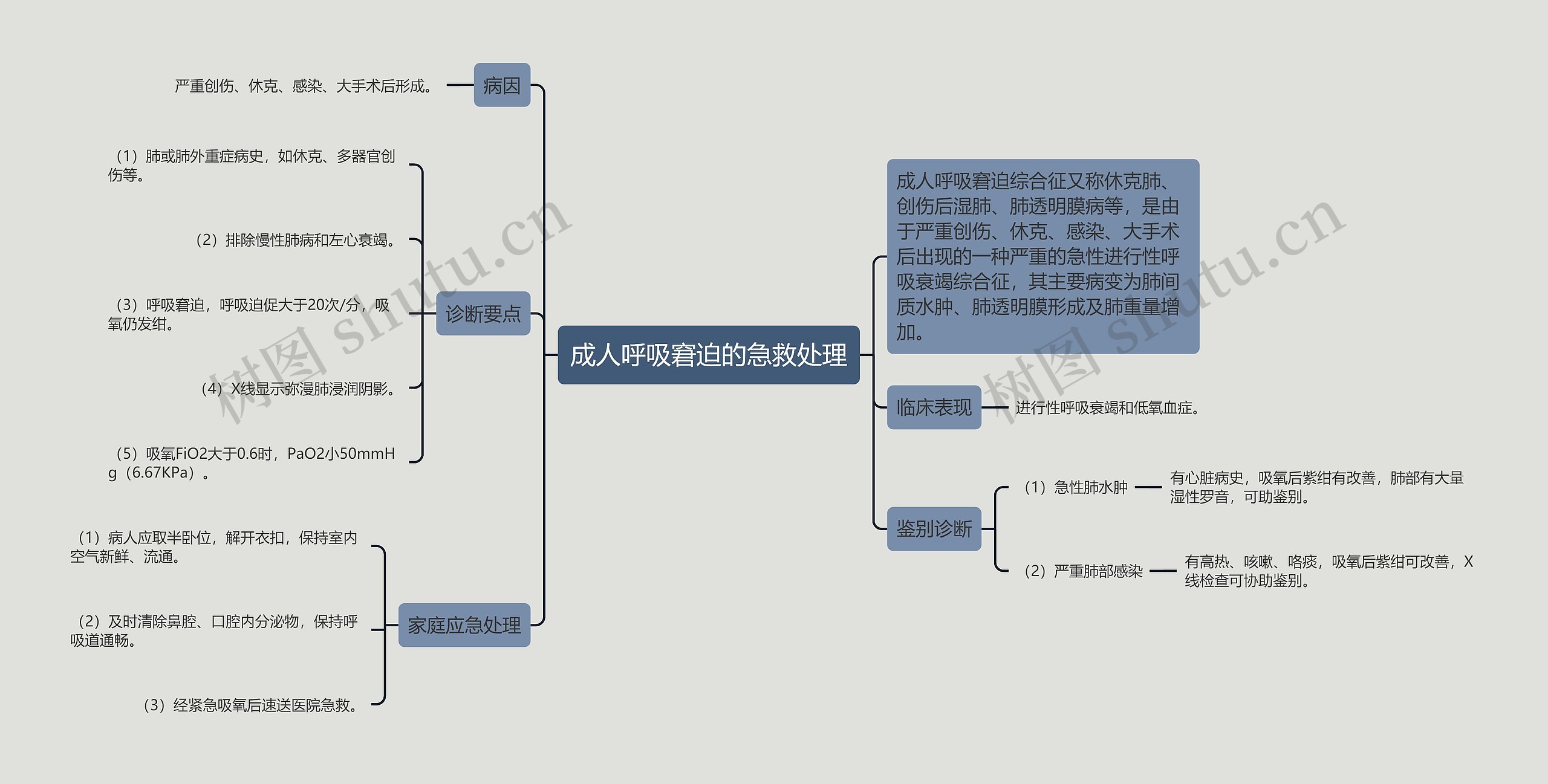 成人呼吸窘迫的急救处理思维导图