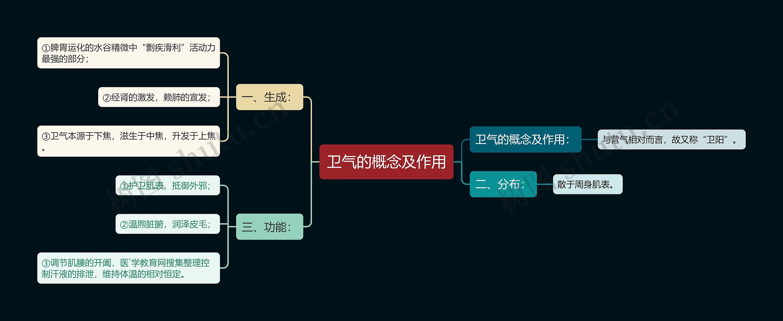 卫气的概念及作用思维导图