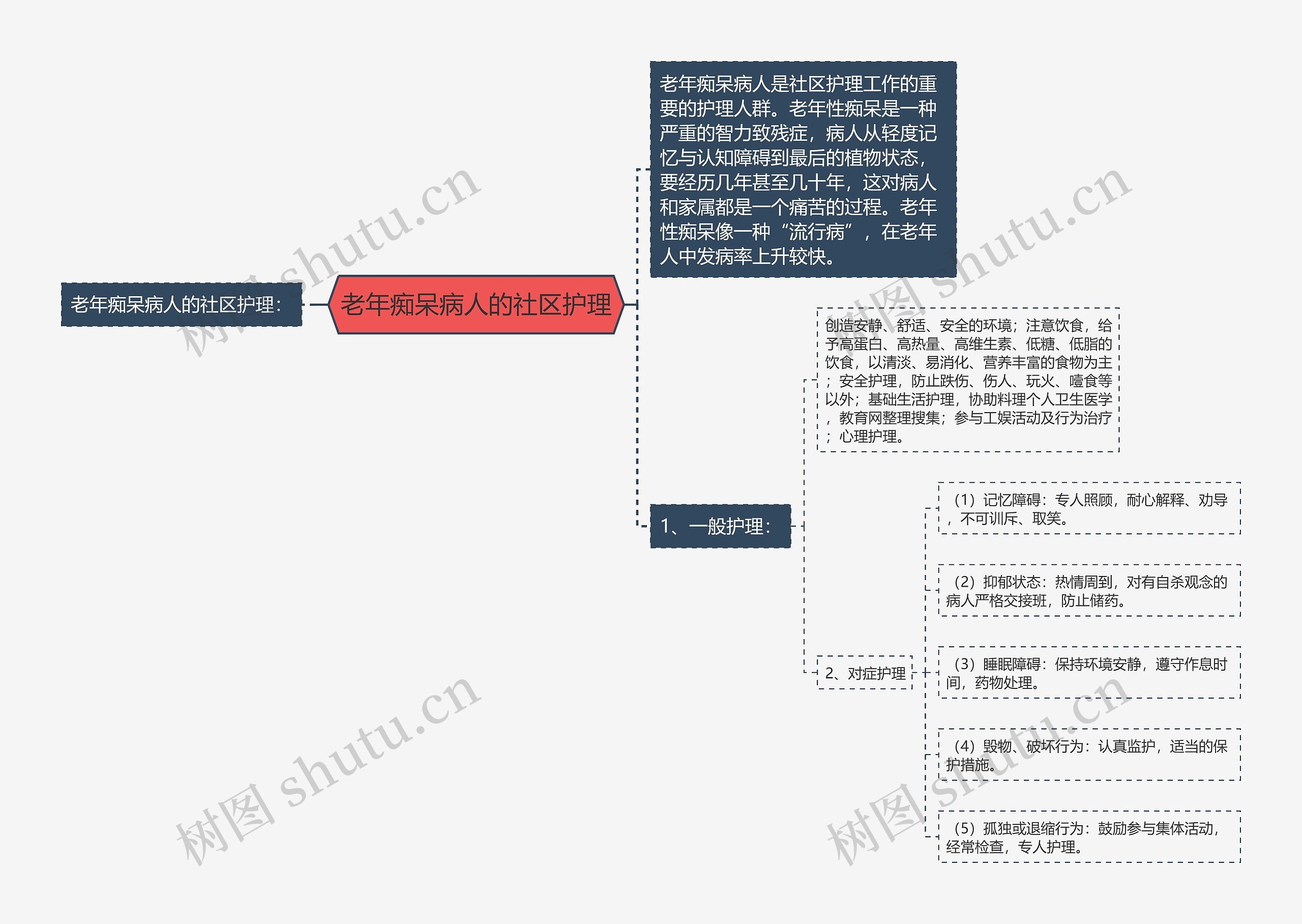 老年痴呆病人的社区护理思维导图