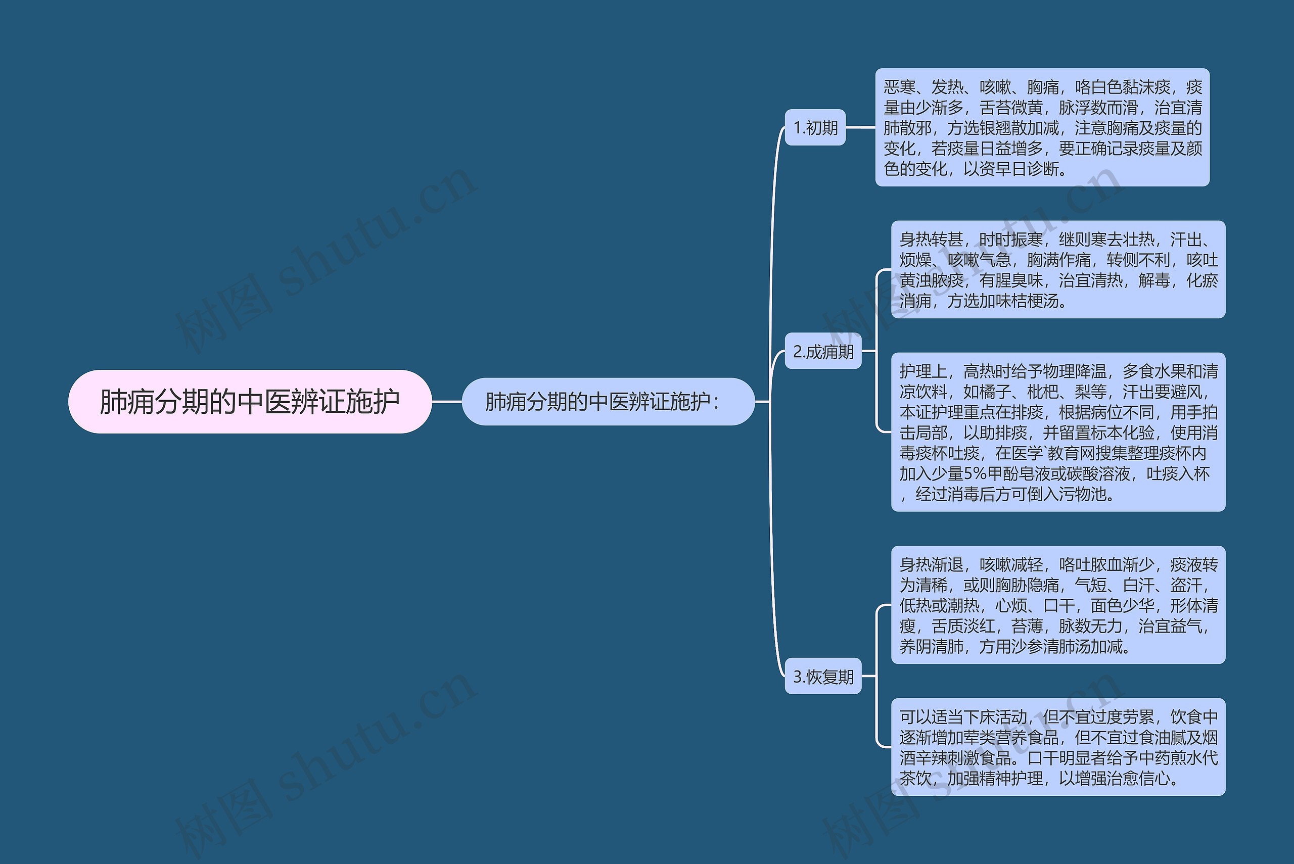 肺痈分期的中医辨证施护思维导图