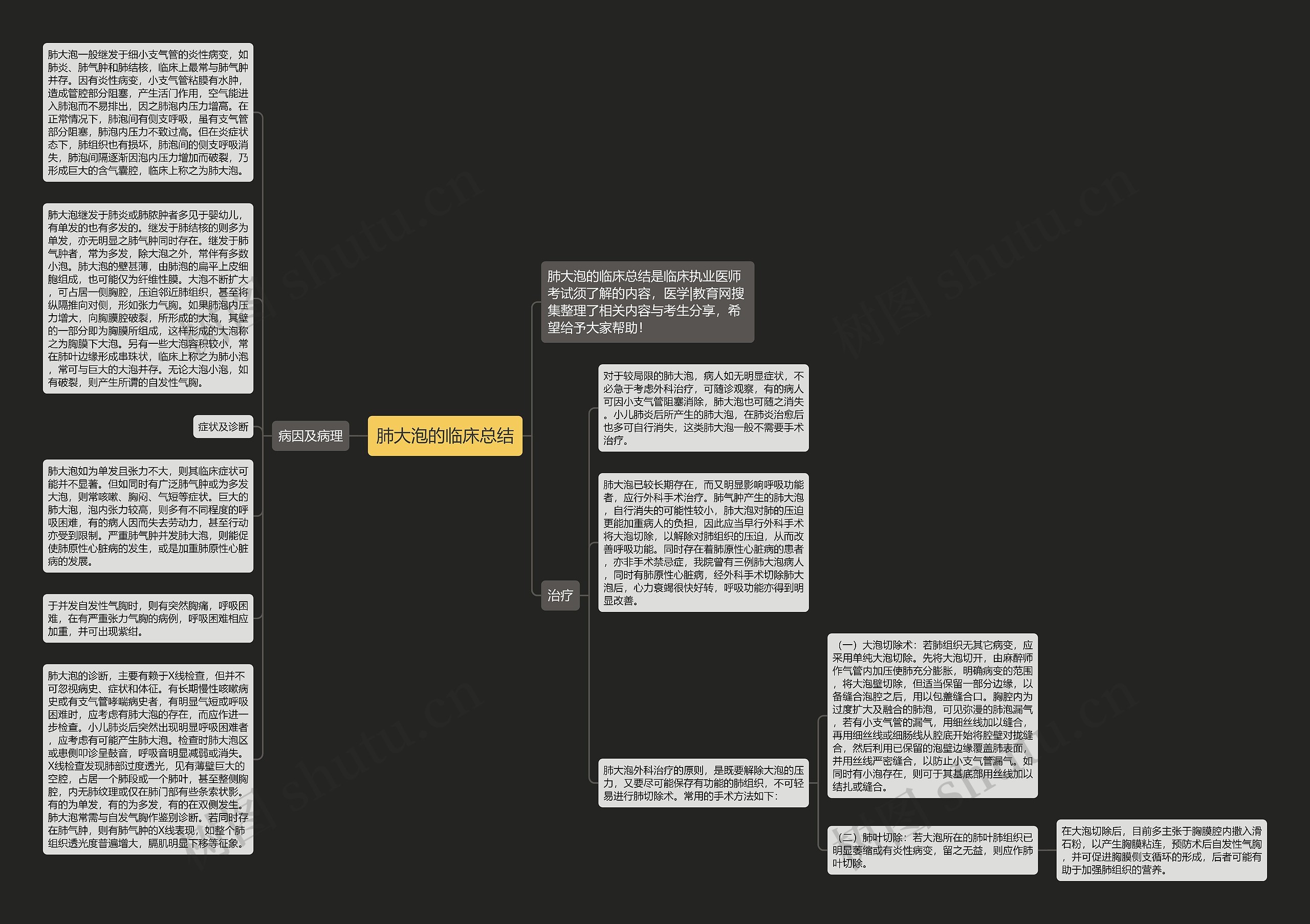 肺大泡的临床总结思维导图