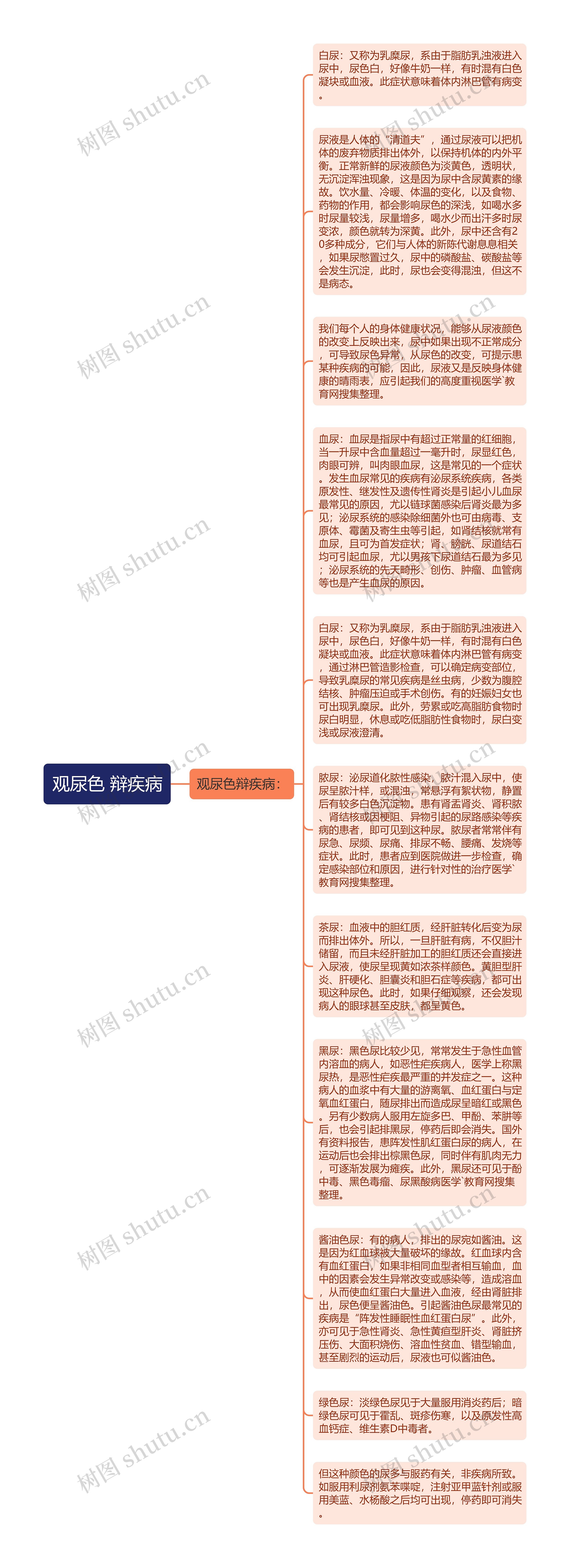 观尿色 辩疾病思维导图