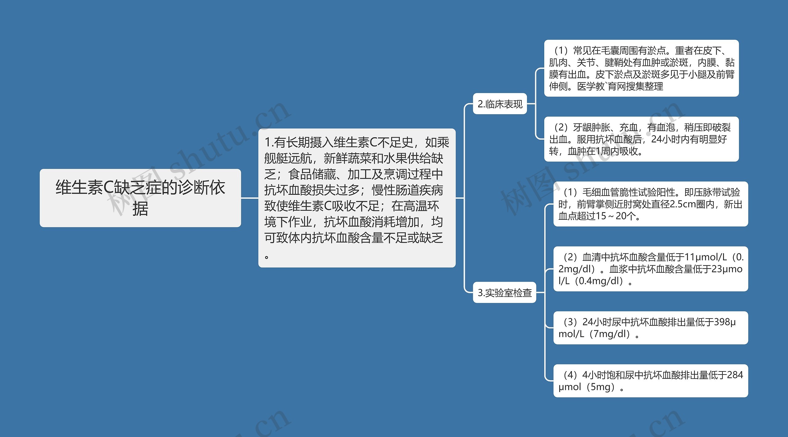 维生素C缺乏症的诊断依据思维导图