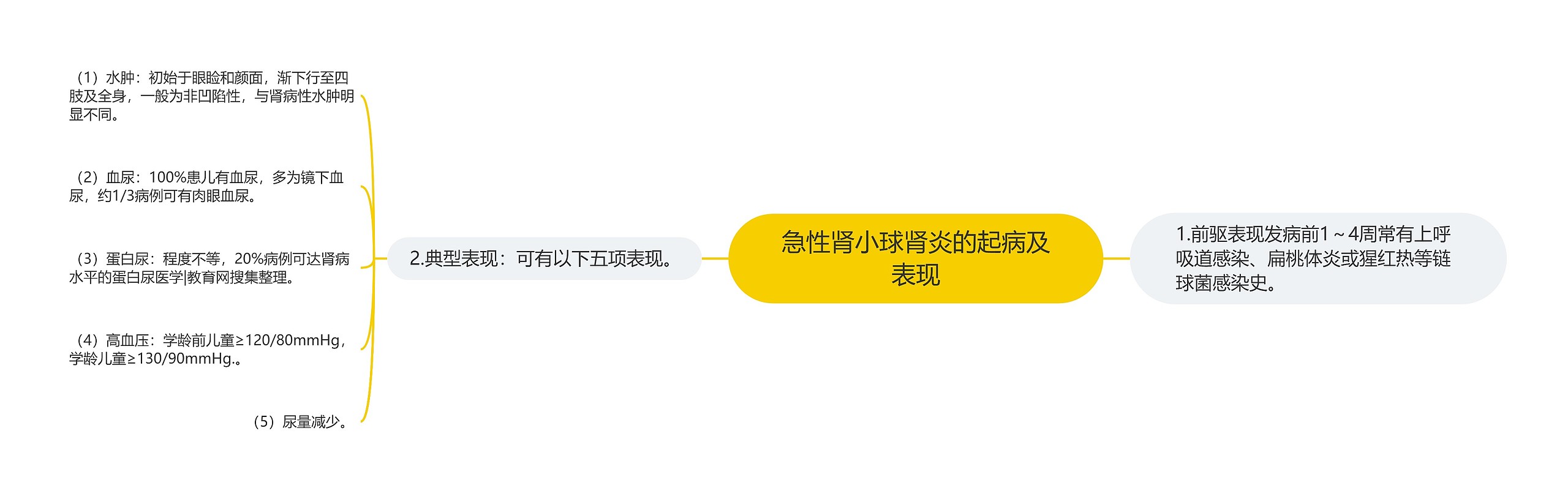 急性肾小球肾炎的起病及表现思维导图