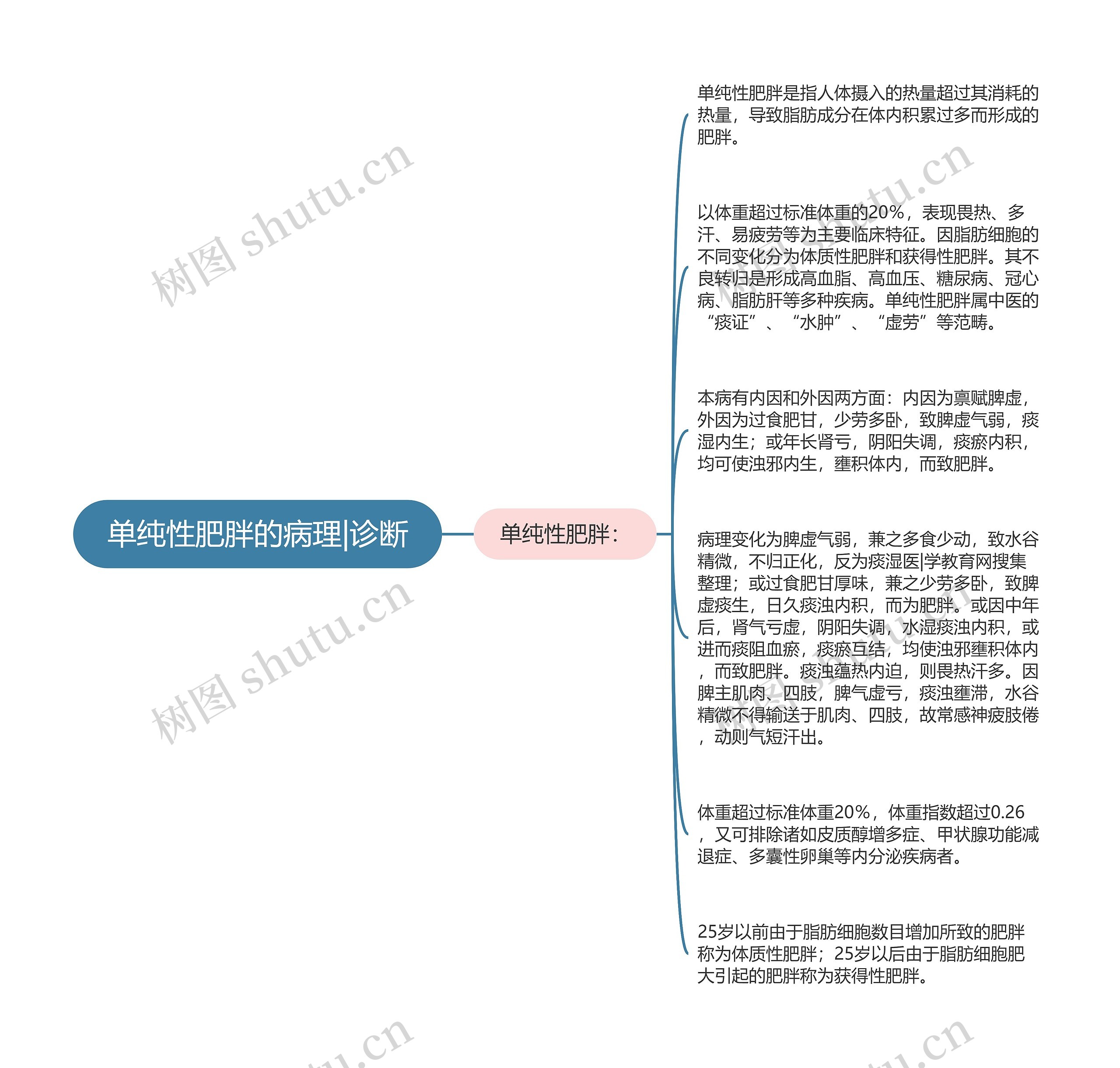 单纯性肥胖的病理|诊断思维导图