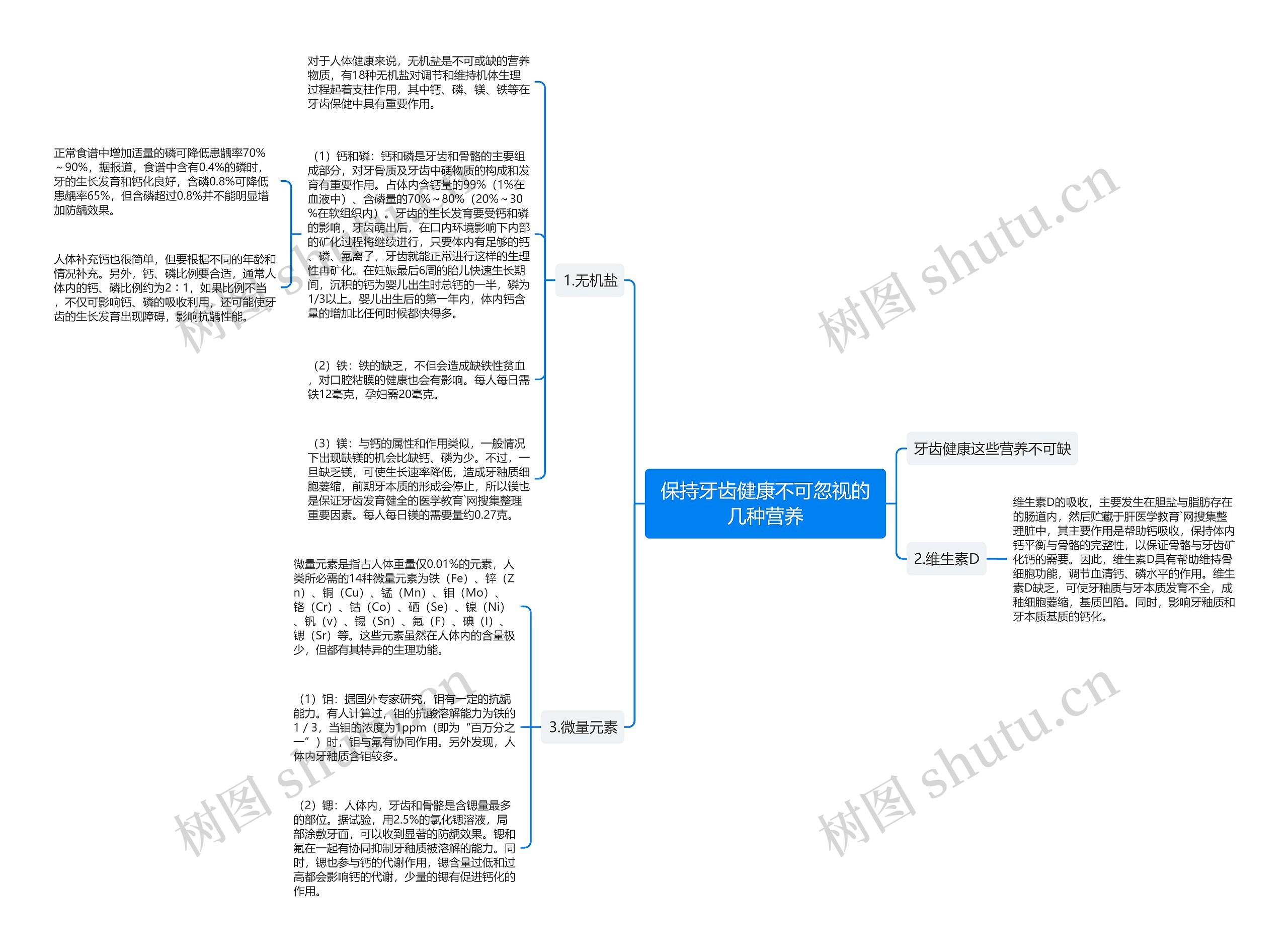 保持牙齿健康不可忽视的几种营养思维导图