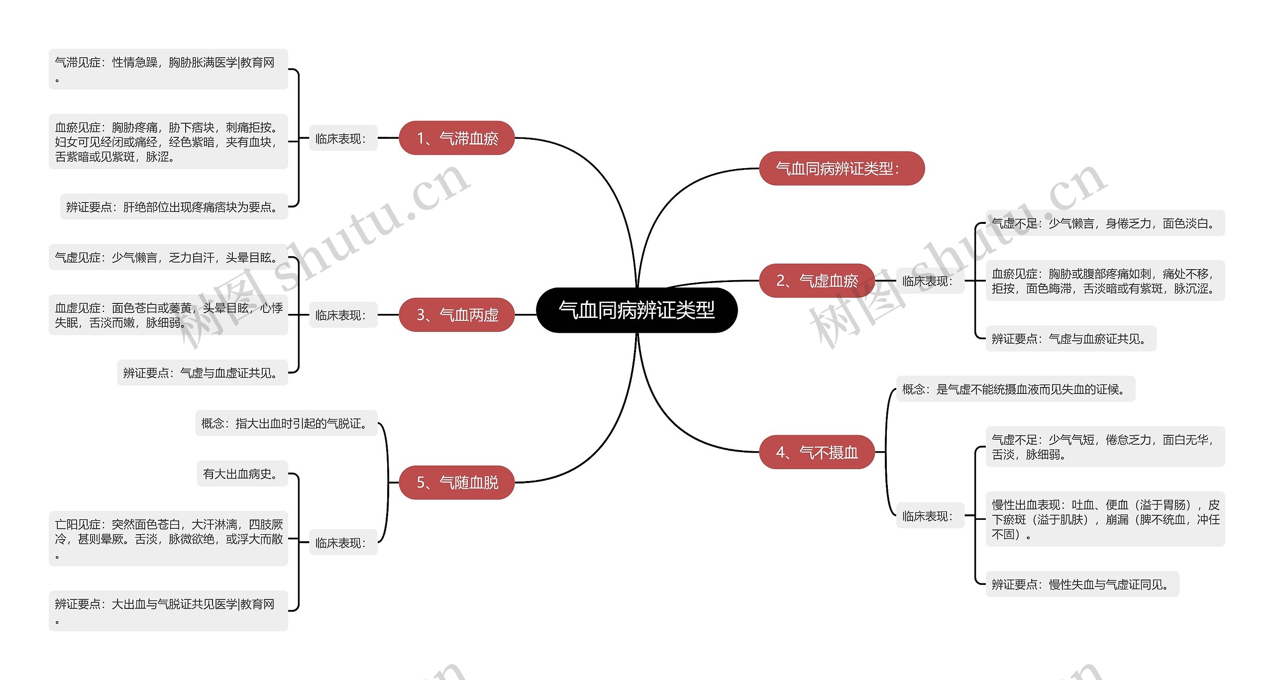 气血同病辨证类型思维导图