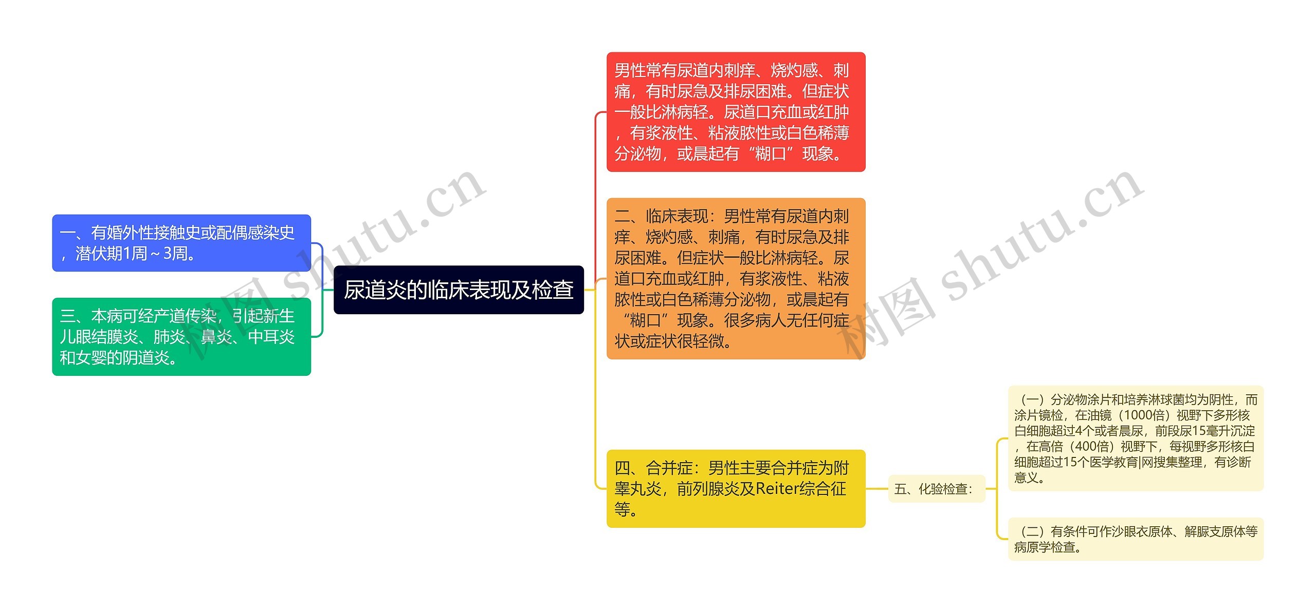 尿道炎的临床表现及检查思维导图