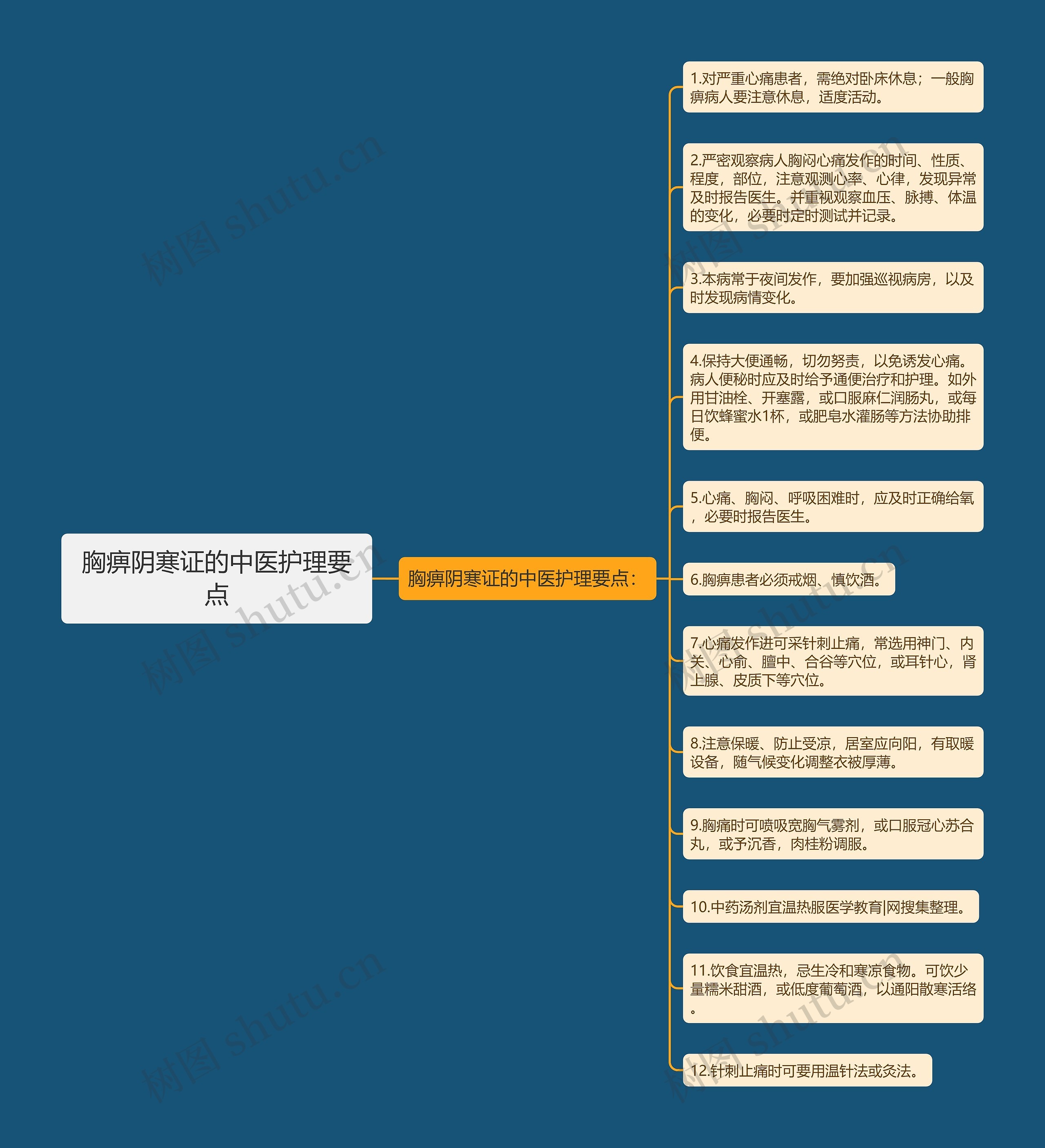 胸痹阴寒证的中医护理要点思维导图