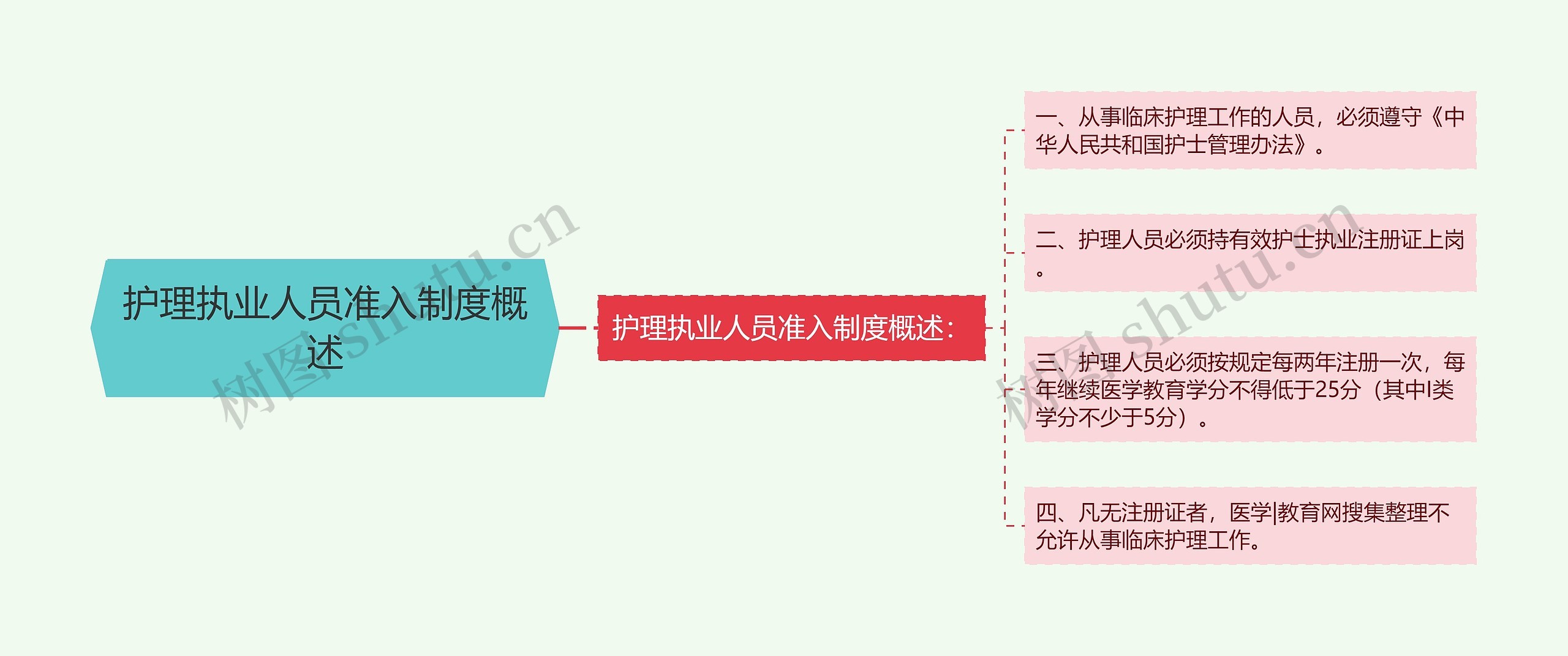 护理执业人员准入制度概述思维导图