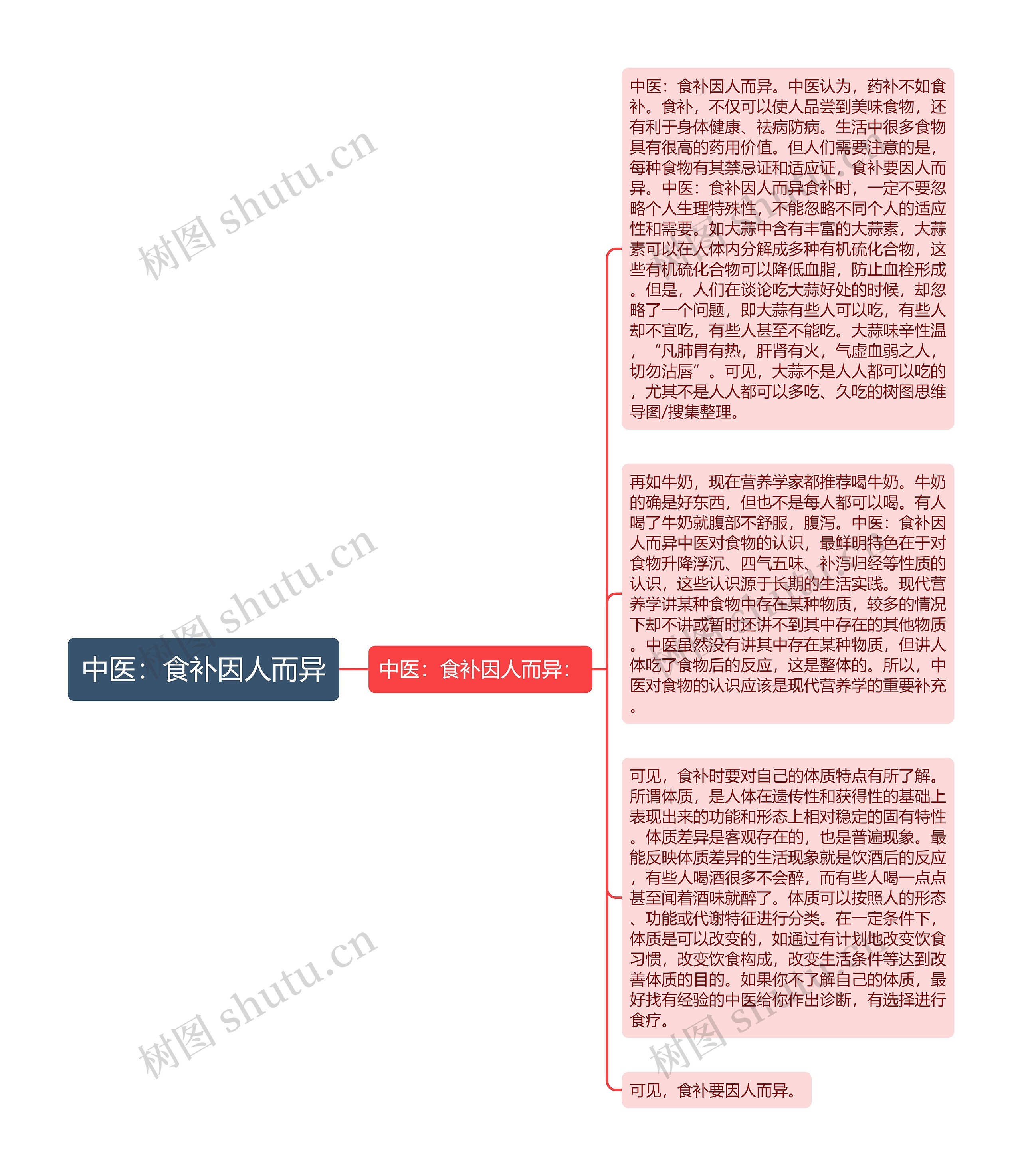 中医：食补因人而异思维导图