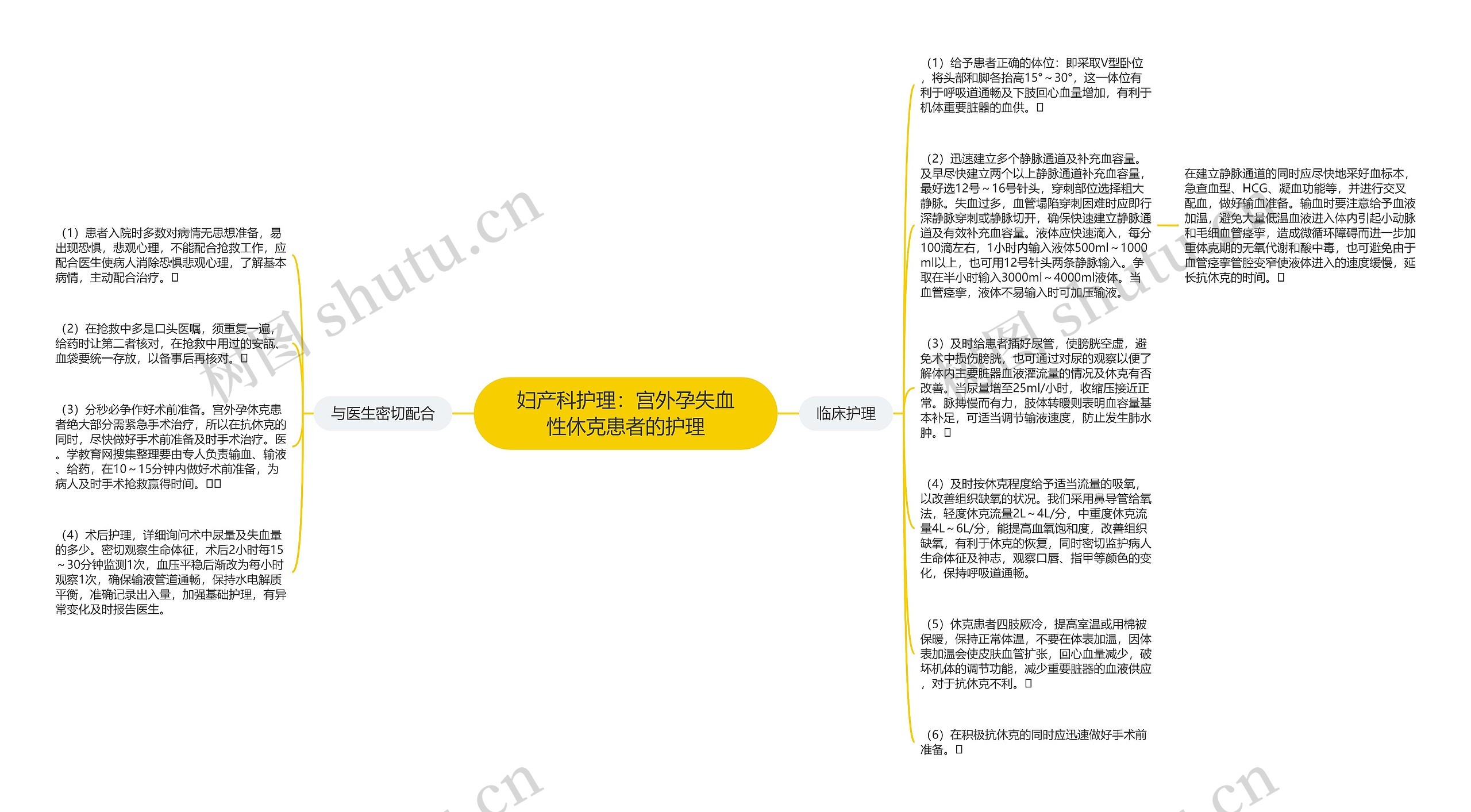 妇产科护理：宫外孕失血性休克患者的护理思维导图