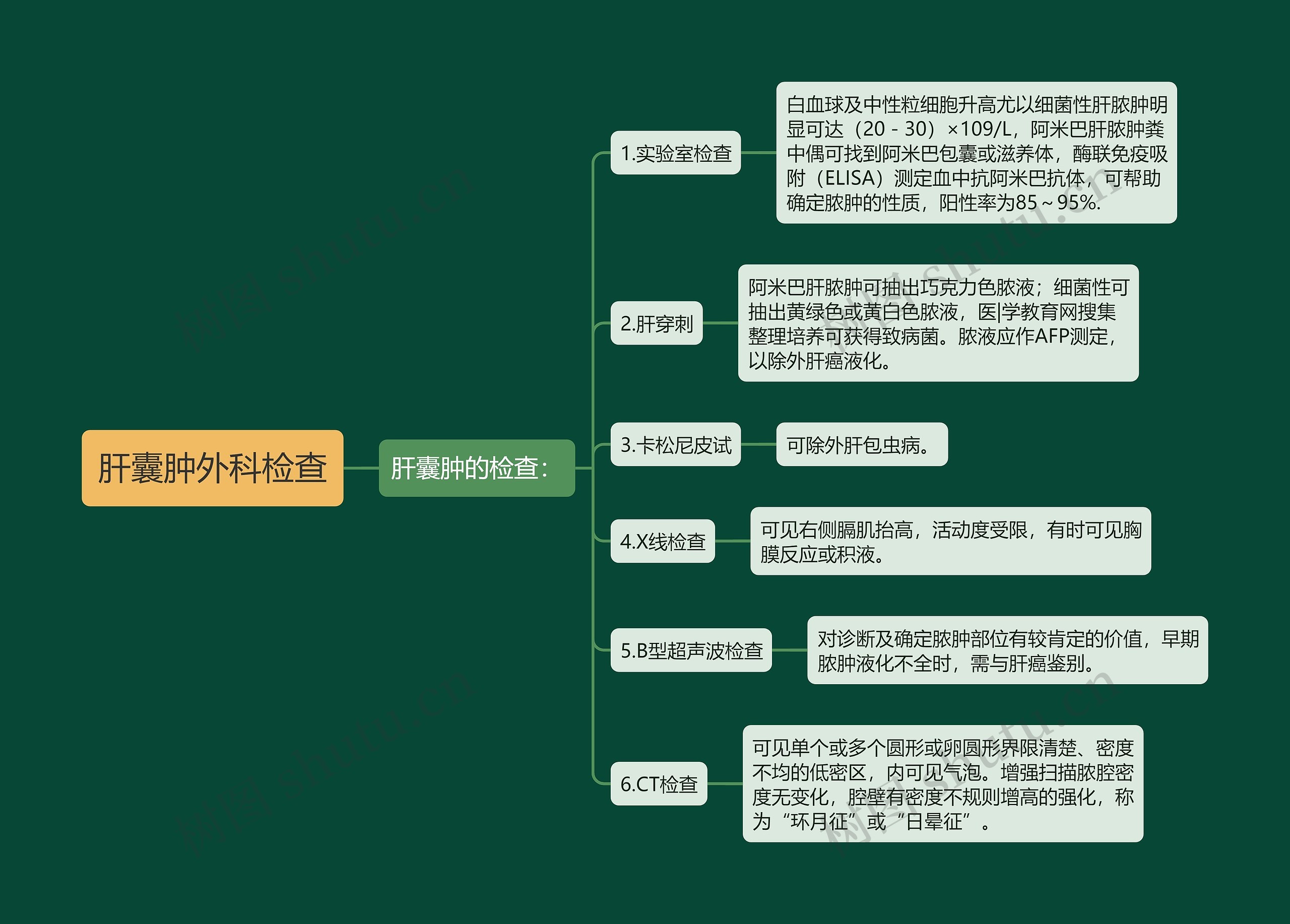 肝囊肿外科检查思维导图