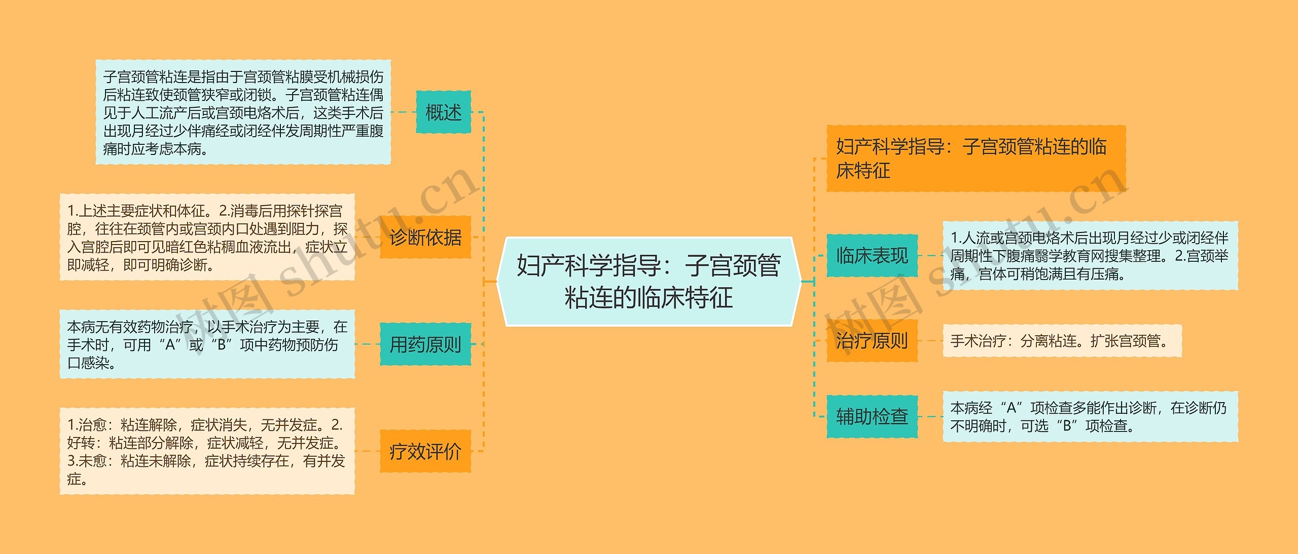 妇产科学指导：子宫颈管粘连的临床特征思维导图