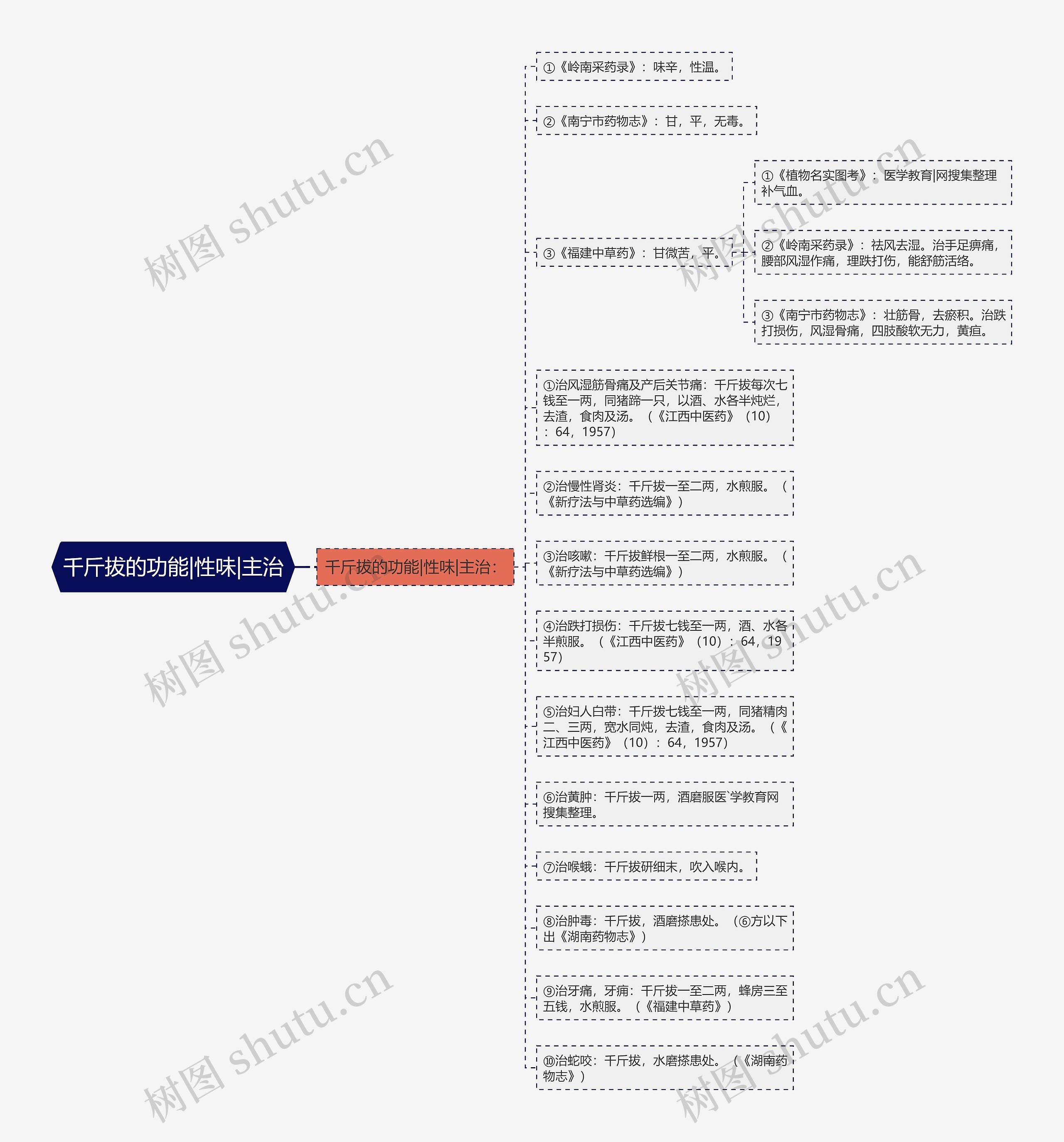 千斤拔的功能|性味|主治思维导图