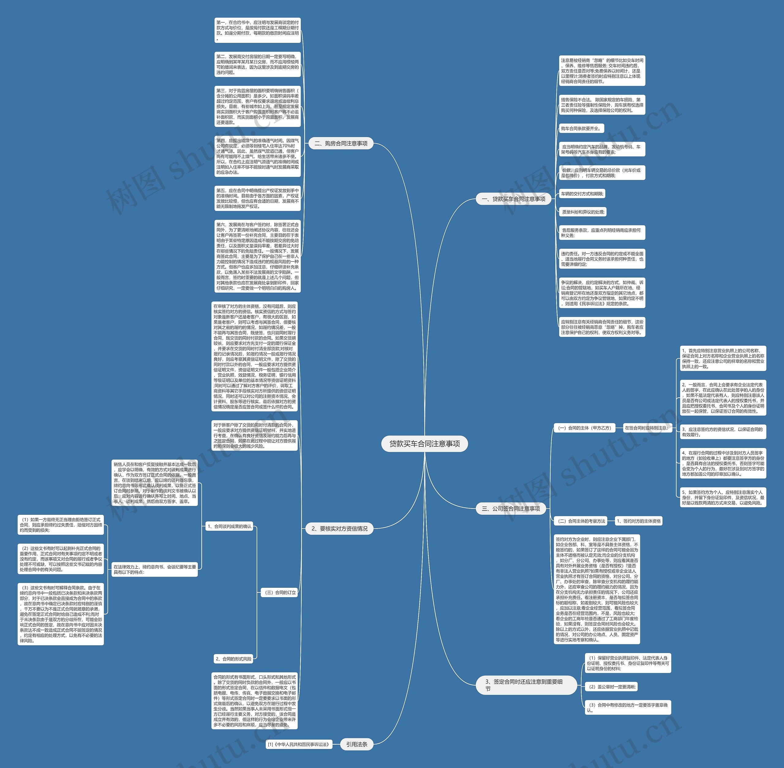 贷款买车合同注意事项思维导图