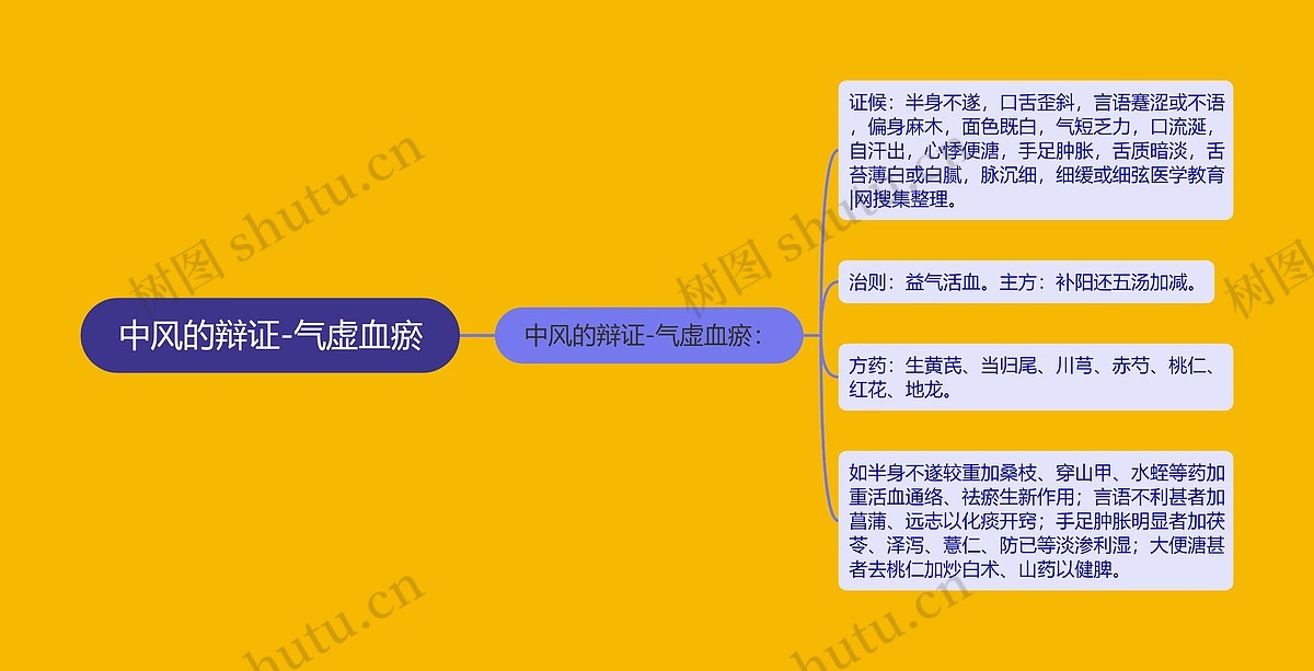 中风的辩证-气虚血瘀思维导图_编号p6837034-TreeMind树图