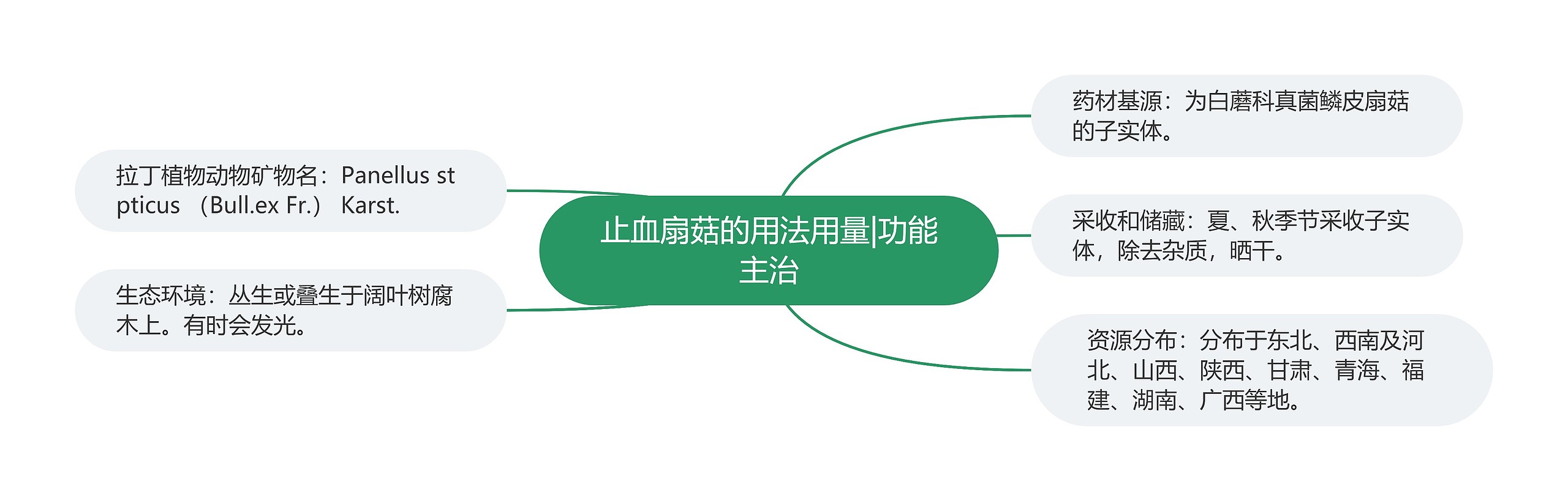 止血扇菇的用法用量|功能主治思维导图