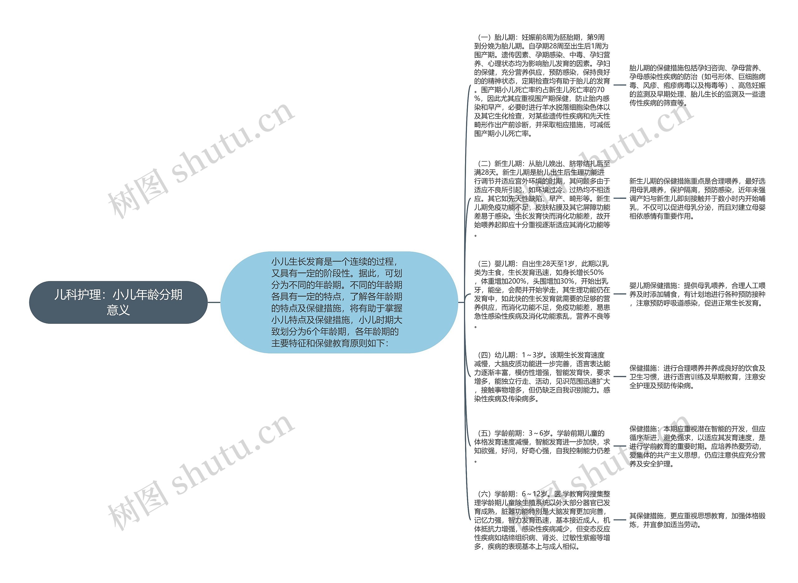 儿科护理：小儿年龄分期意义思维导图