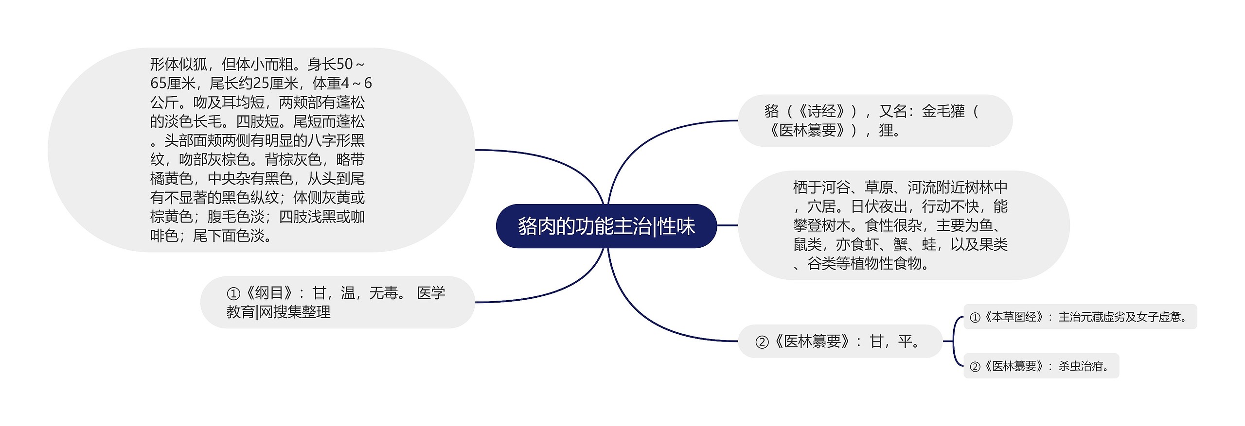 貉肉的功能主治|性味思维导图