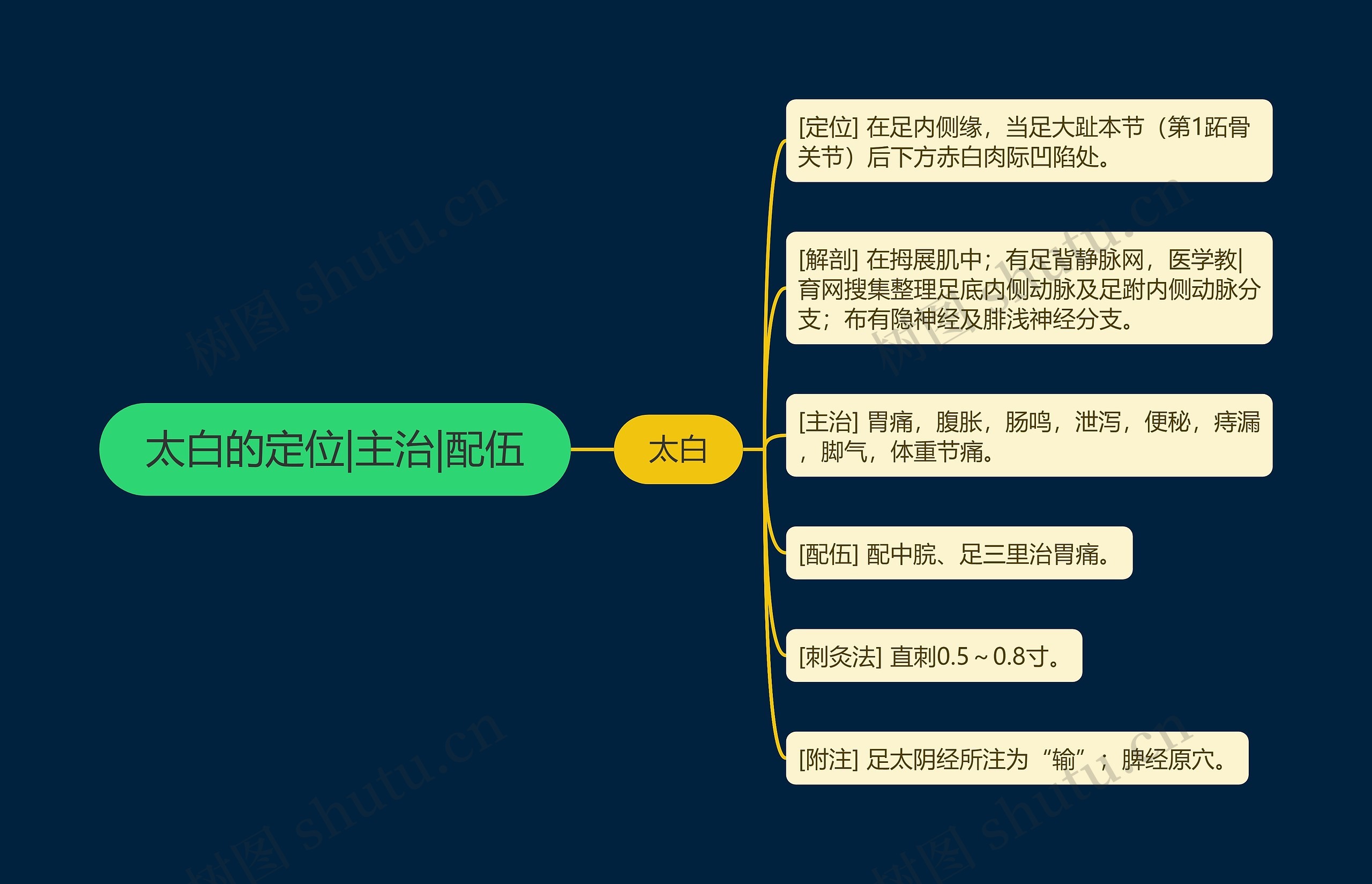 太白的定位|主治|配伍思维导图