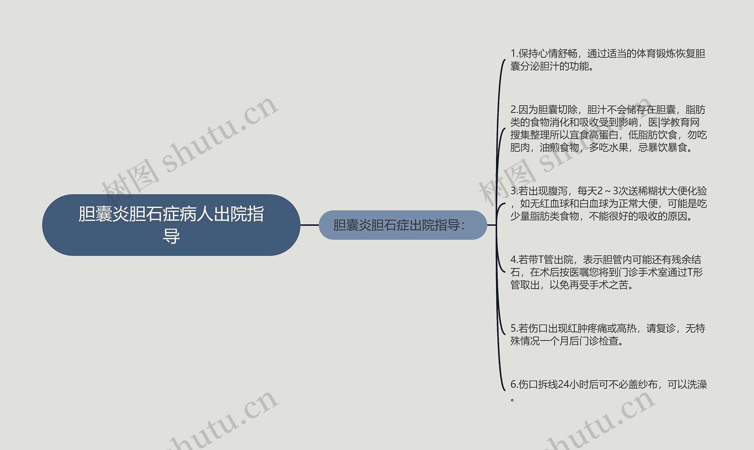 胆囊炎胆石症病人出院指导思维导图