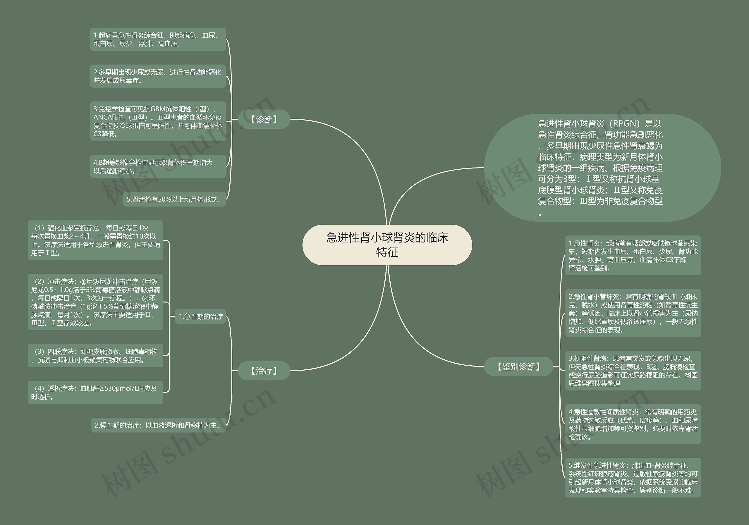 急进性肾小球肾炎的临床特征思维导图