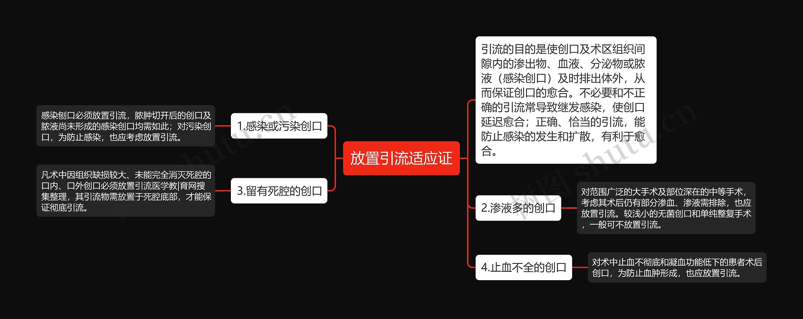 放置引流适应证思维导图