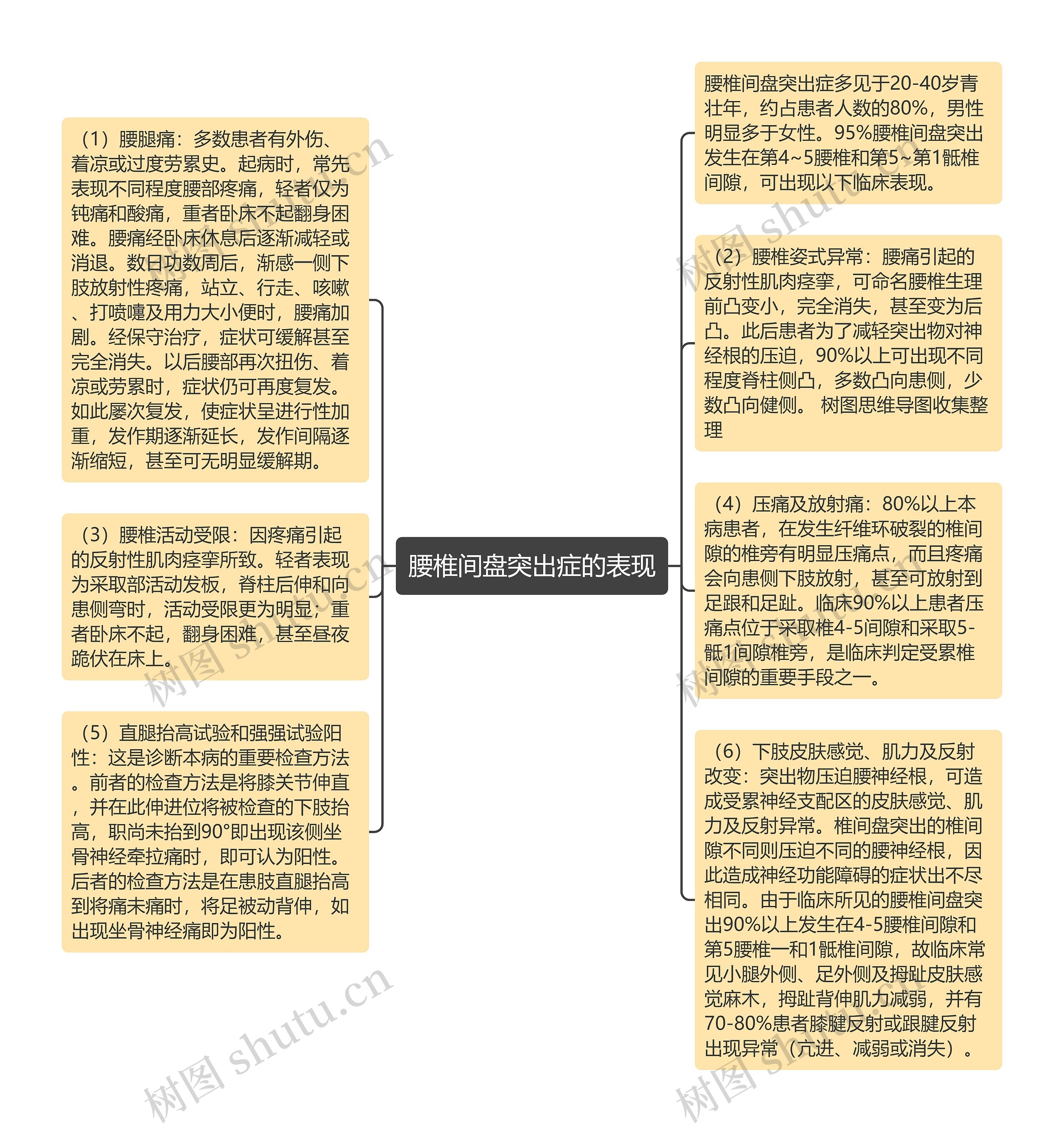 腰椎间盘突出症的表现思维导图