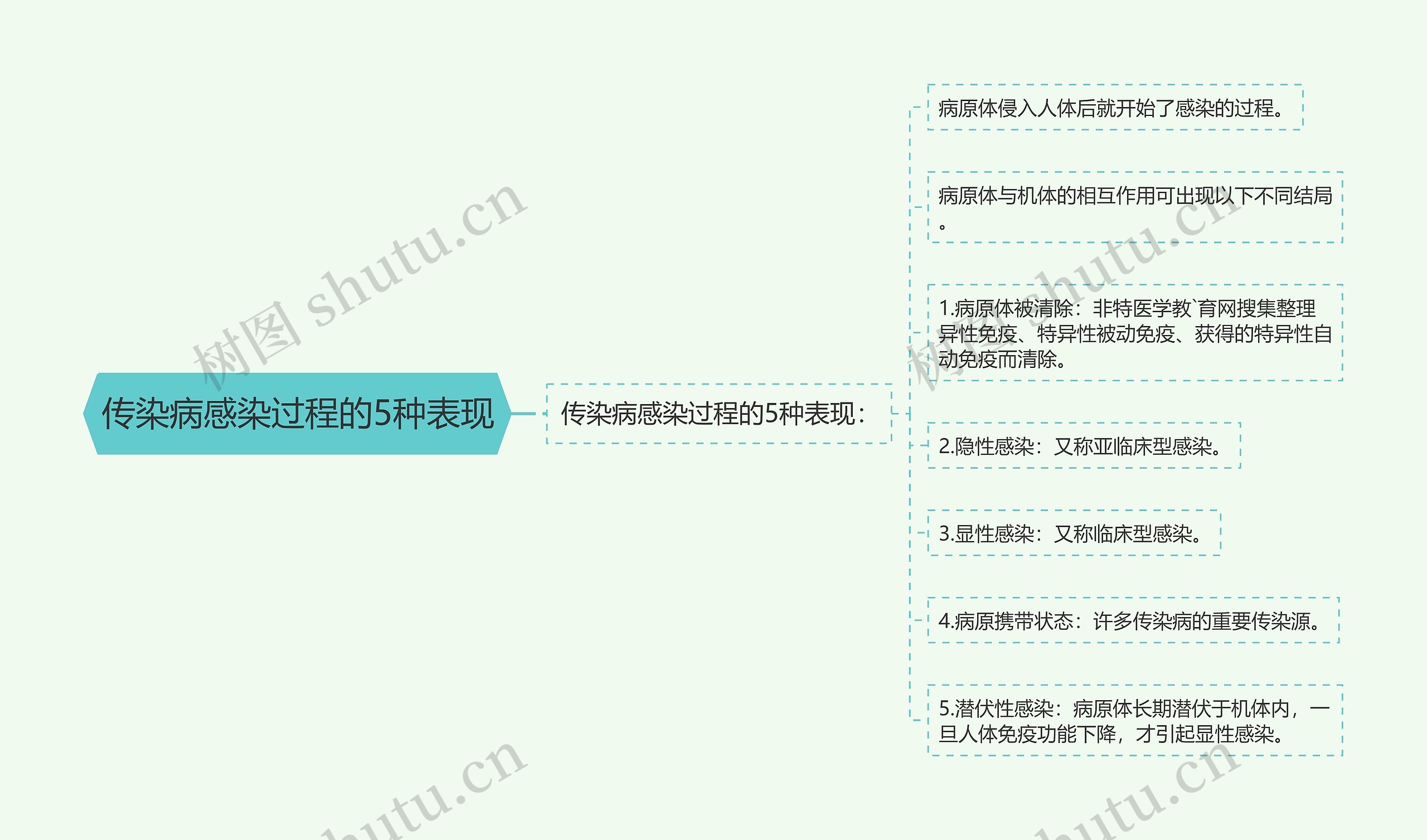 传染病感染过程的5种表现思维导图