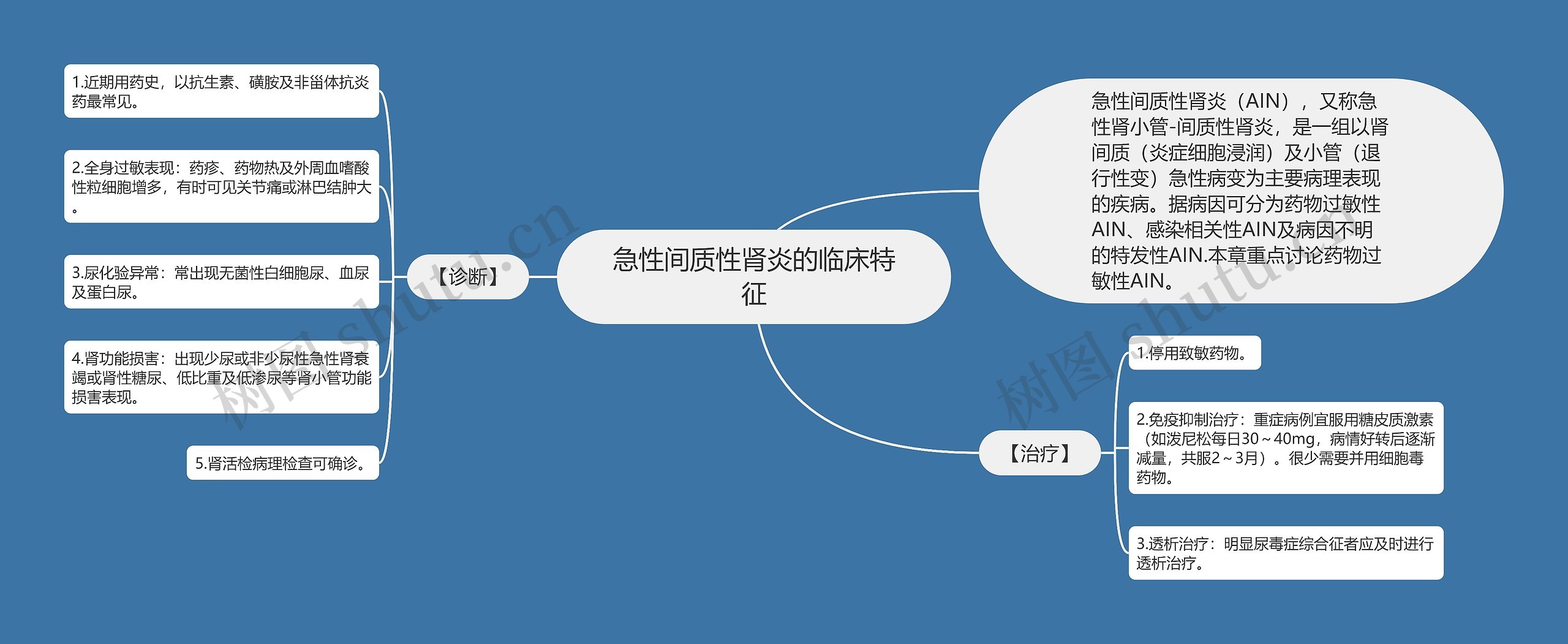 急性间质性肾炎的临床特征思维导图