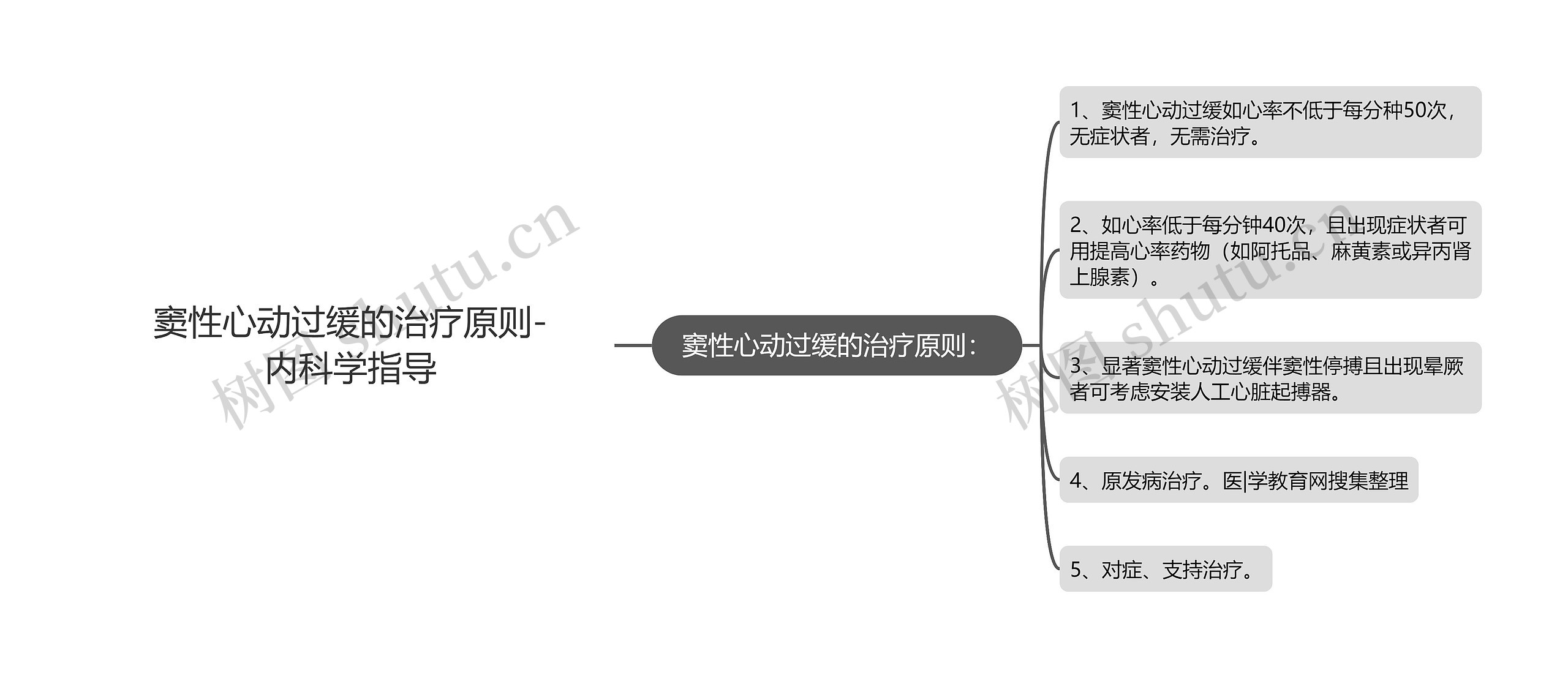 窦性心动过缓的治疗原则-内科学指导思维导图