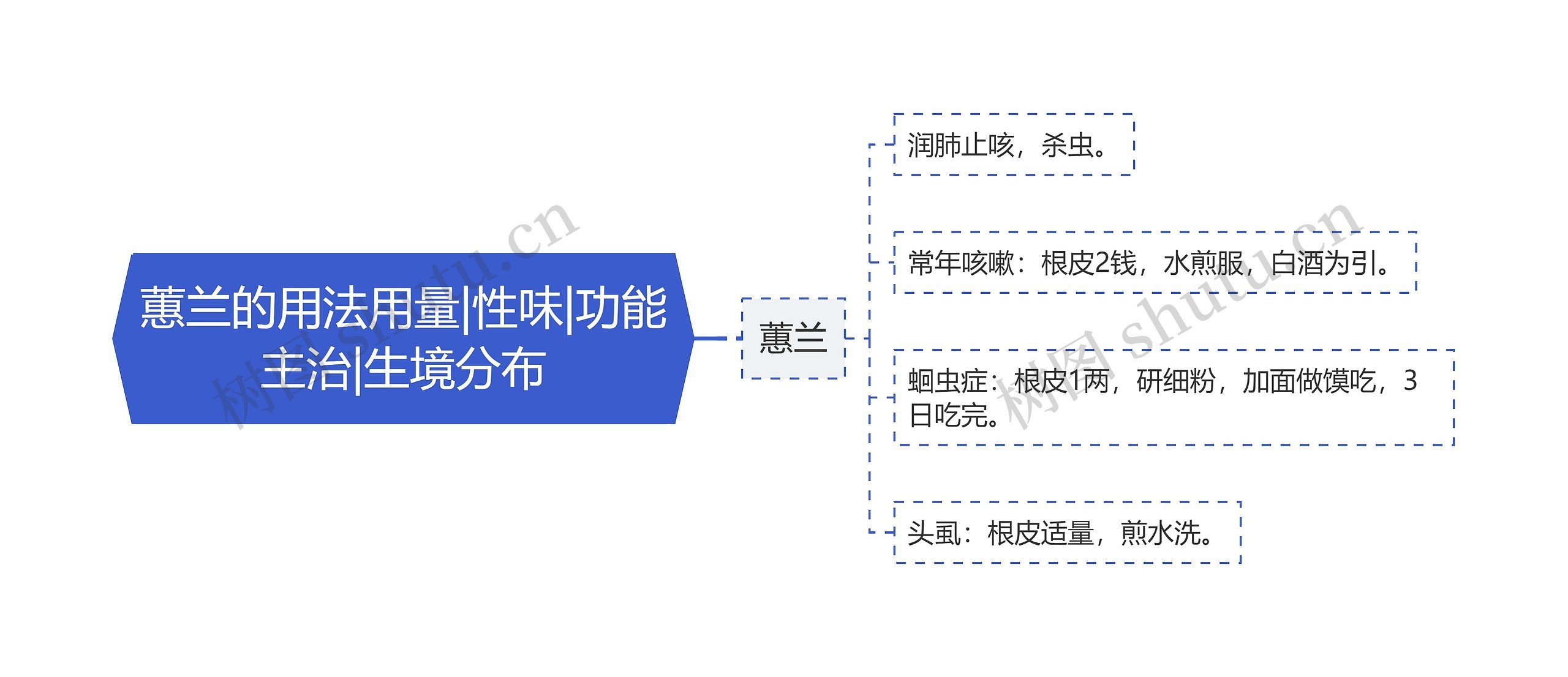 蕙兰的用法用量|性味|功能主治|生境分布思维导图