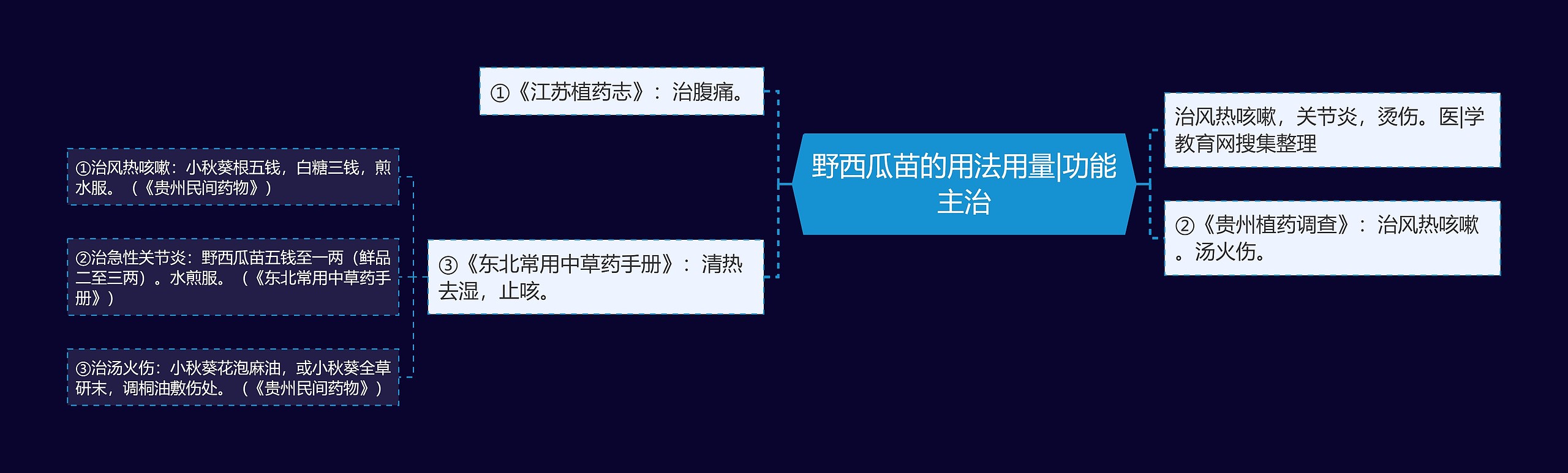 野西瓜苗的用法用量|功能主治思维导图