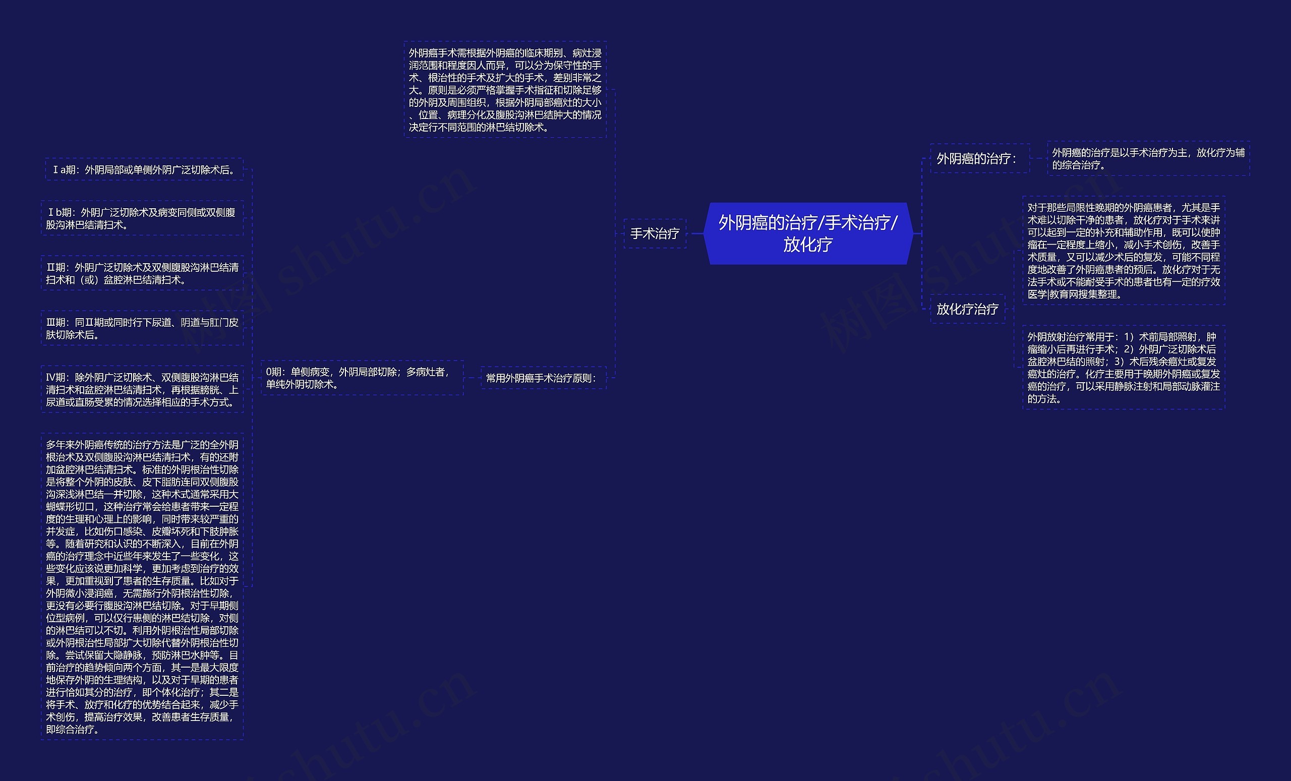 外阴癌的治疗/手术治疗/放化疗思维导图