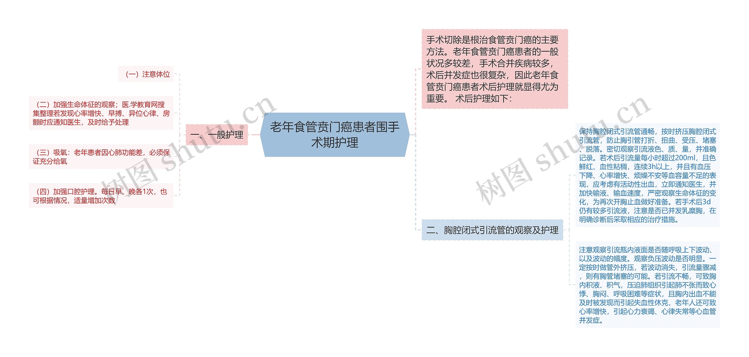 老年食管贲门癌患者围手术期护理思维导图