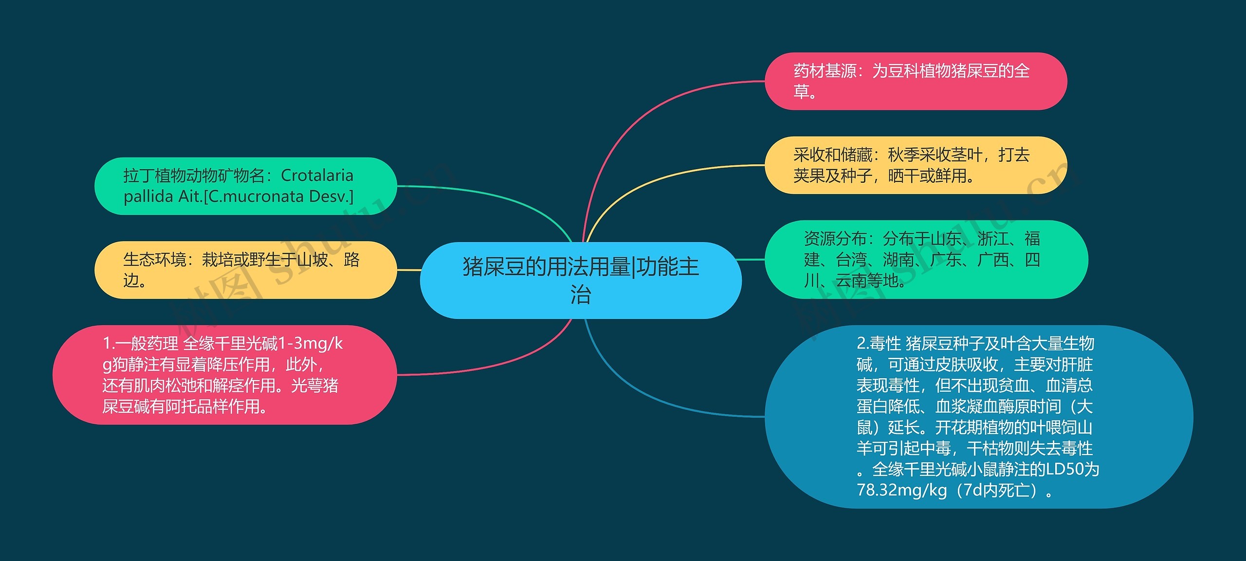 猪屎豆的用法用量|功能主治思维导图