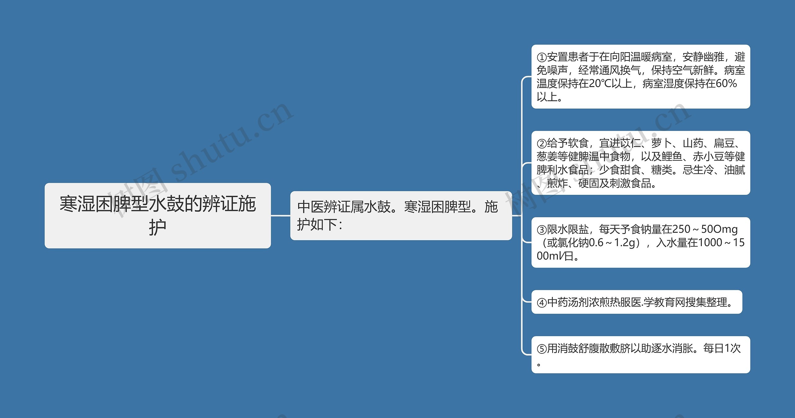 寒湿困脾型水鼓的辨证施护思维导图