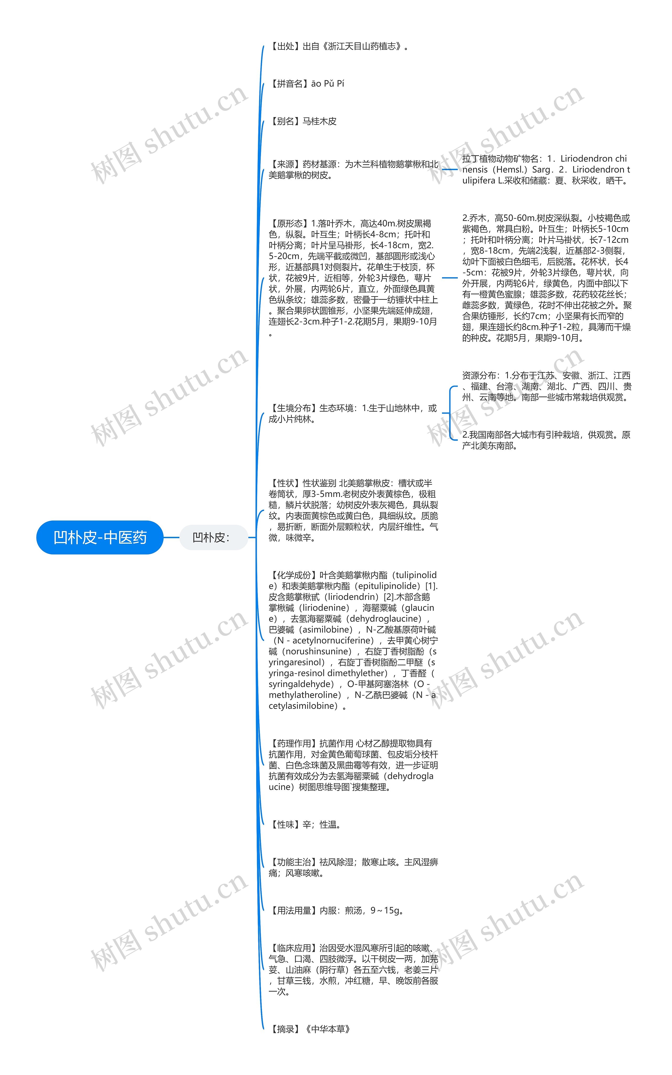 凹朴皮-中医药思维导图