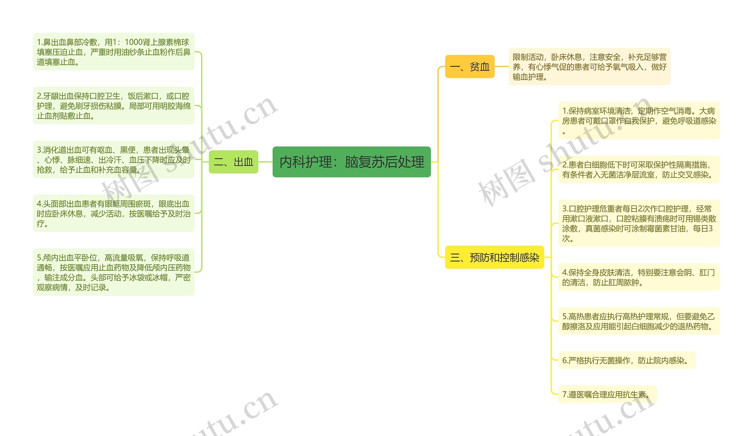 内科护理：脑复苏后处理思维导图