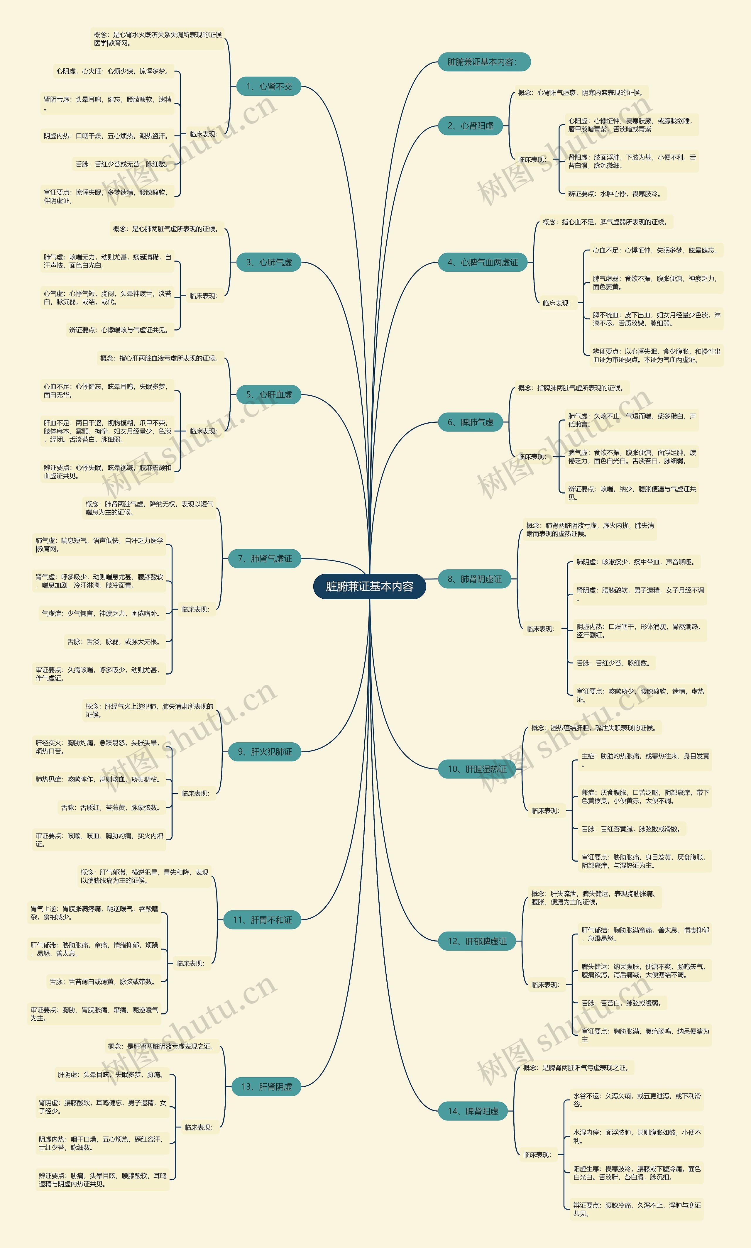 脏腑兼证基本内容思维导图