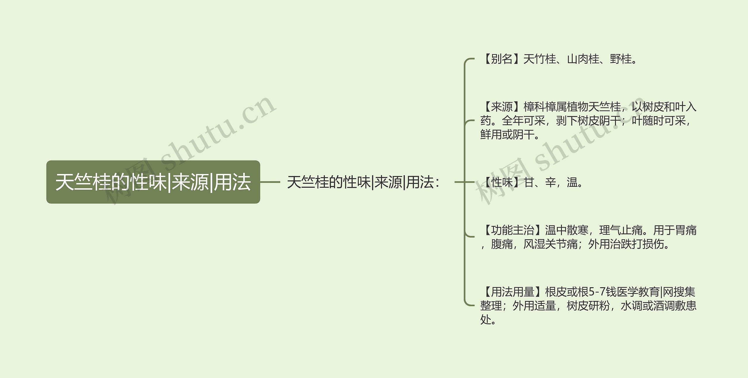 天竺桂的性味|来源|用法思维导图