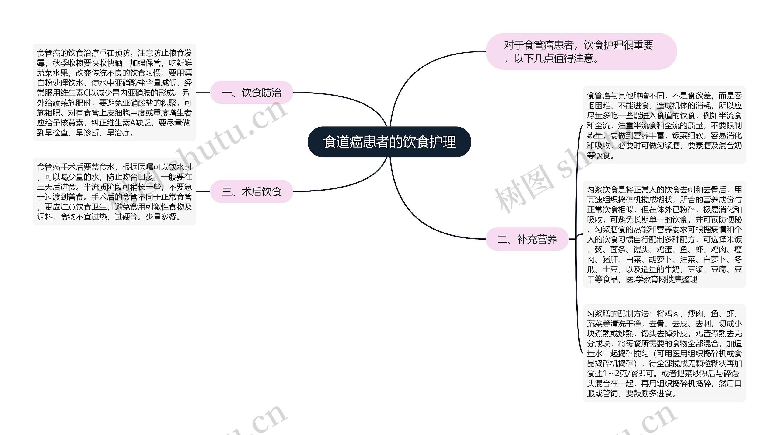 食道癌患者的饮食护理思维导图